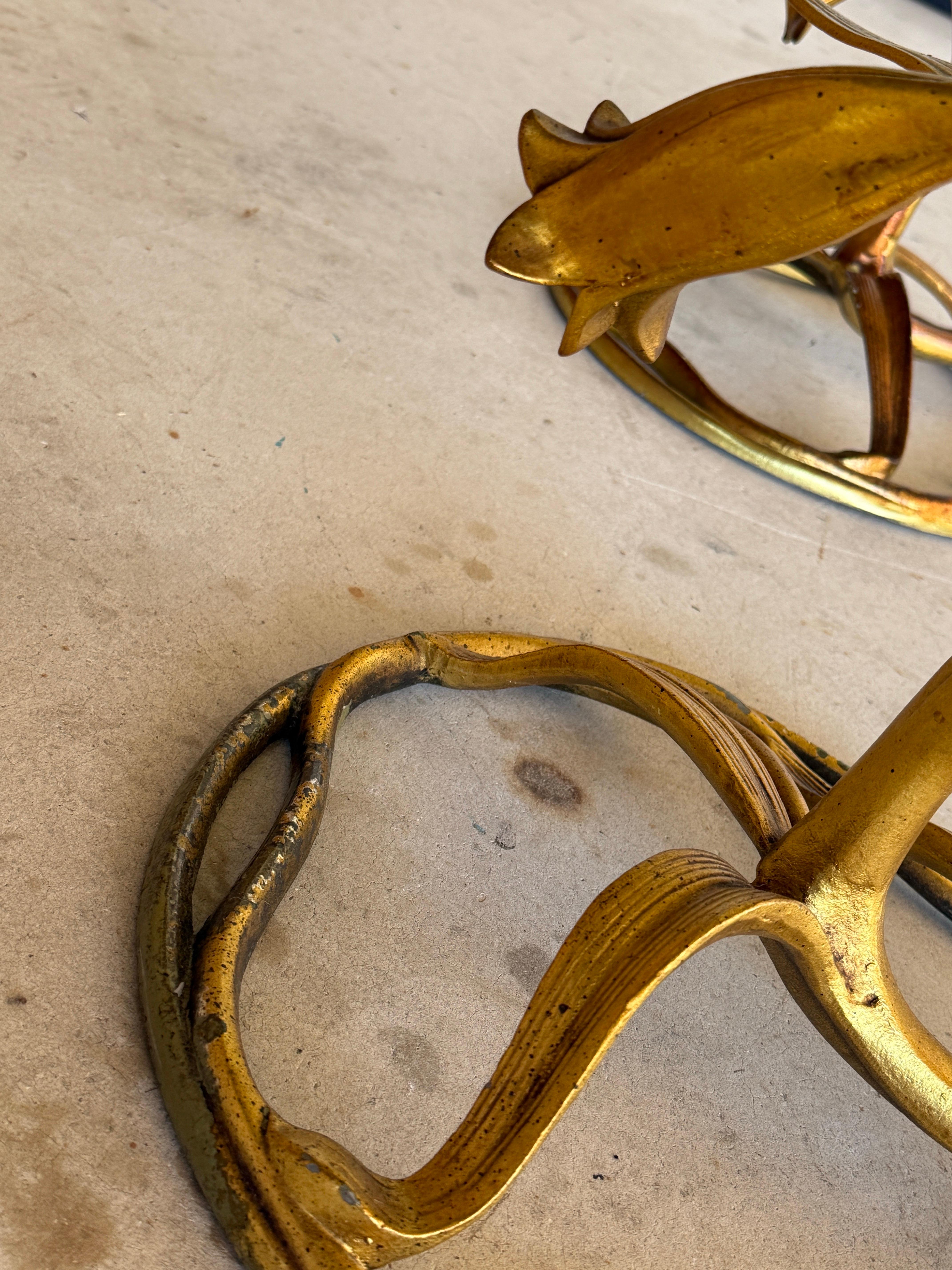 Metal Mid-20th Century Regency Gilt Lily Flower Side Tables by Arthur Court – Pair For Sale