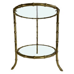 Mid 20th century Regency inspired solid brass for bamboo side table