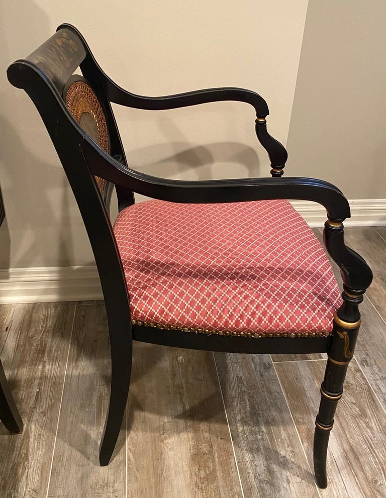 Mid 20th Century Regency Style Gilt Lacquer Dining Chairs - Set of 4 In Good Condition In Morristown, NJ