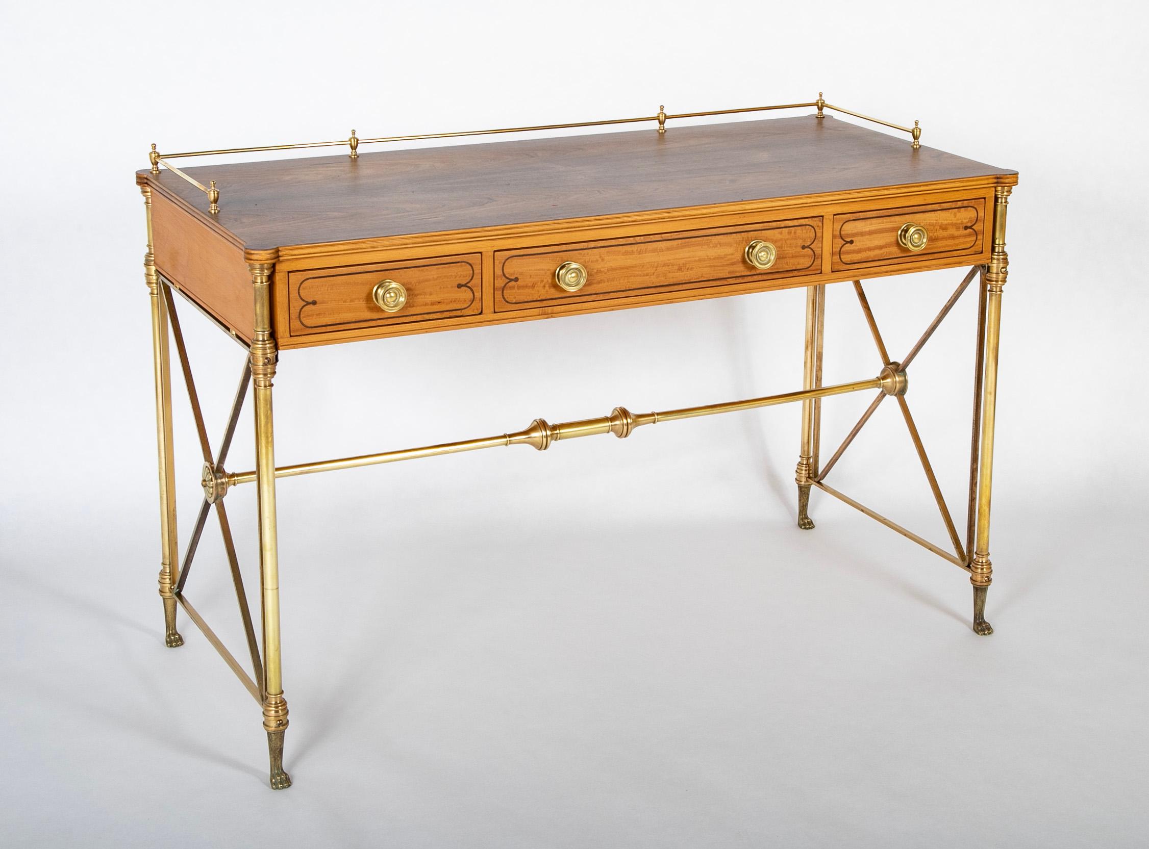 Mid 20th Century Regency Style Rosewood and Bronze Campaign Desk 3