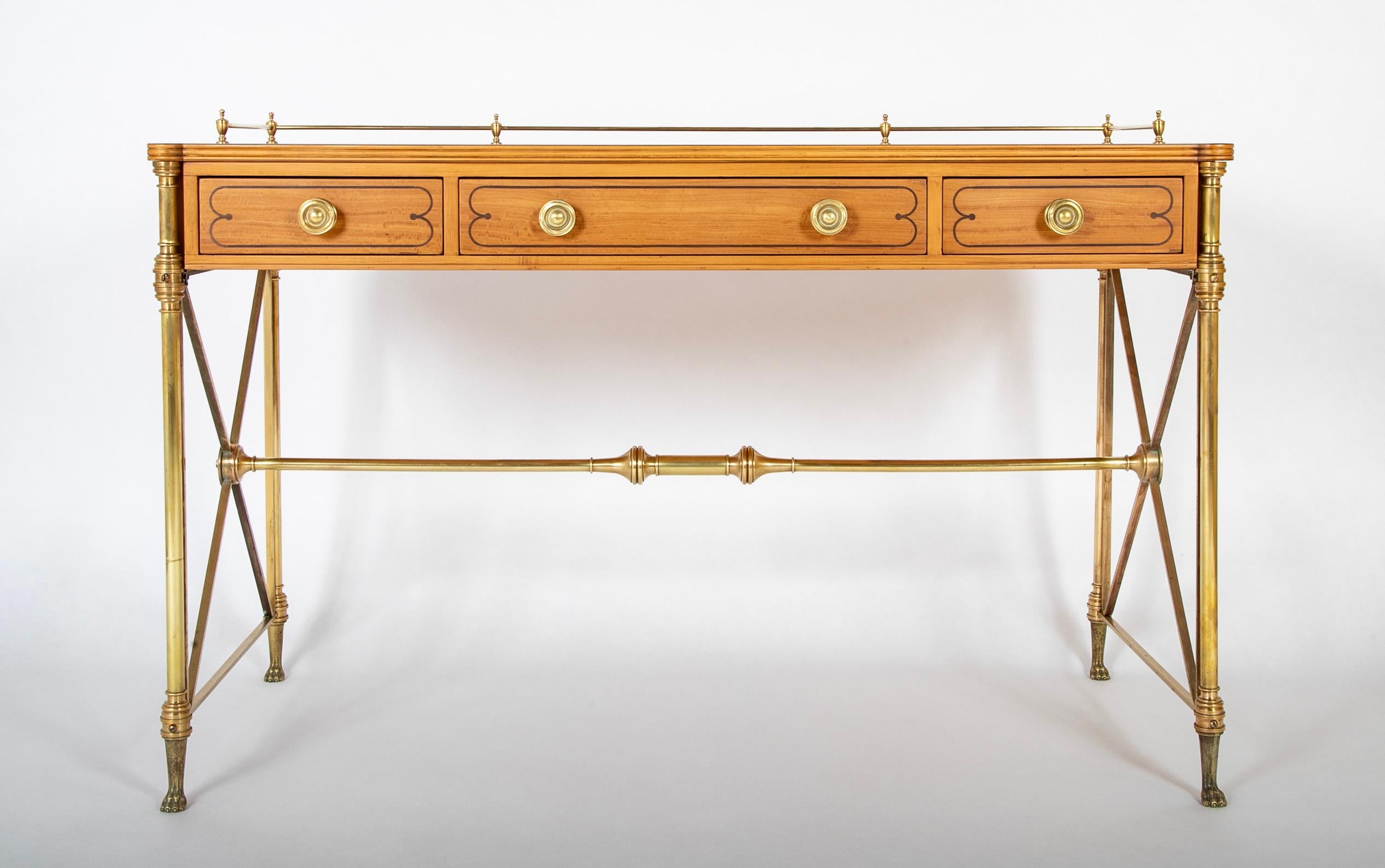 Mid 20th Century Regency Style Rosewood and Bronze Campaign Desk 7