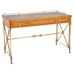 Mid 20th Century Regency Style Rosewood and Bronze Campaign Desk