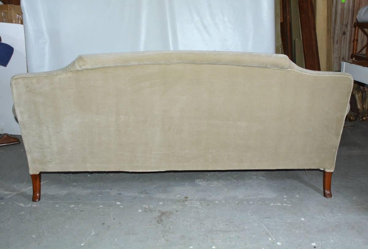 American Empire Mid-20th Century Regency Style Velvet Sofa For Sale
