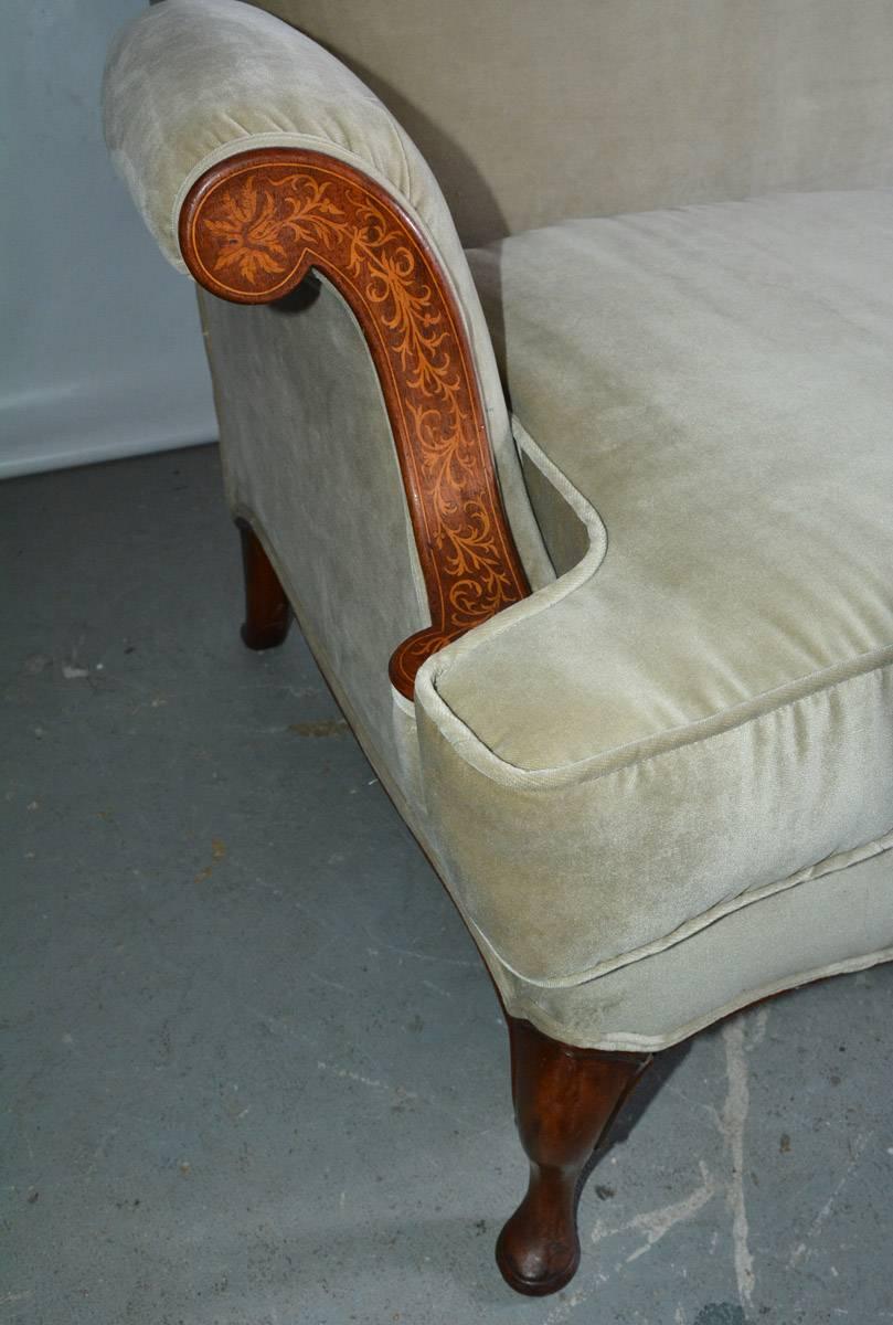 American Mid-20th Century Regency Style Velvet Sofa For Sale