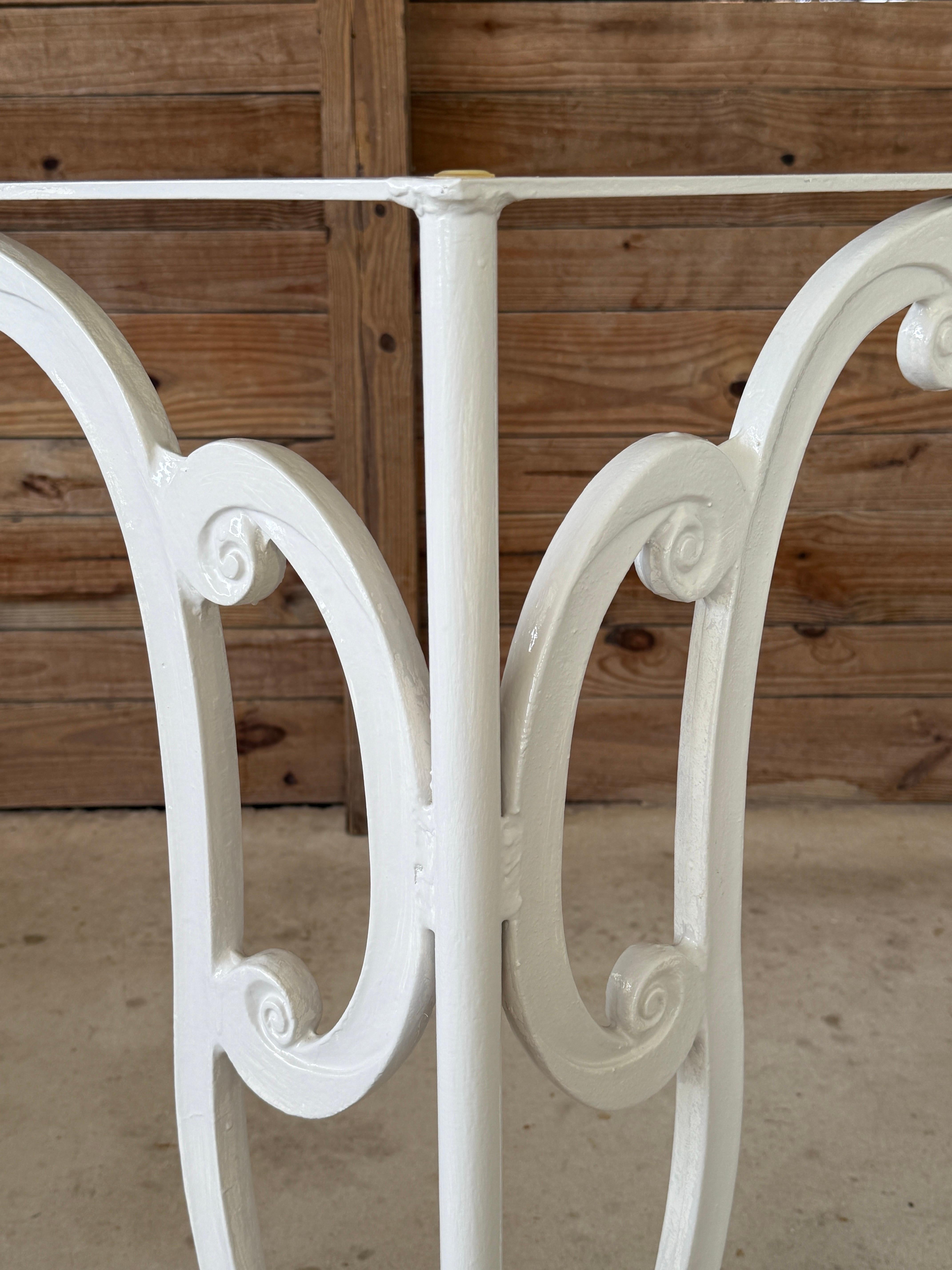 Mid-20th Century Regency White Painted Aluminum Scroll Table Bases – Pair For Sale 7