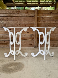 Mid-20th Century Regency White Painted Aluminum Scroll Table Bases – Pair