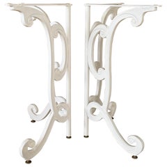 Mid-20th Century Regency White Painted Aluminum Scroll Table Bases – Pair