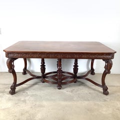 Mid-20th Century Renaissance Revival Carved 72” Dining Table