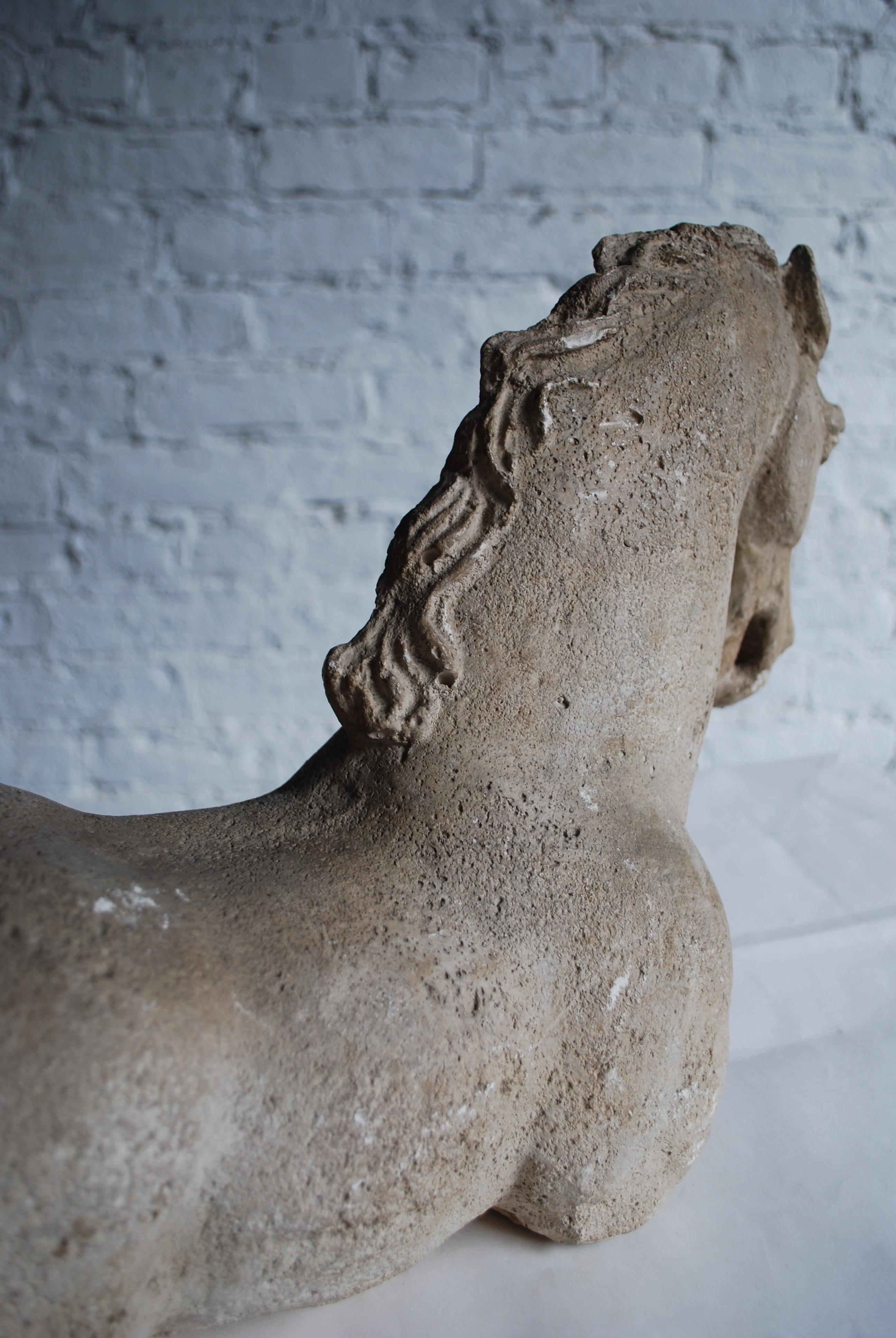 Mid-20th Century Repro of 17th Century Resting Horse in Plaster over Iron 6