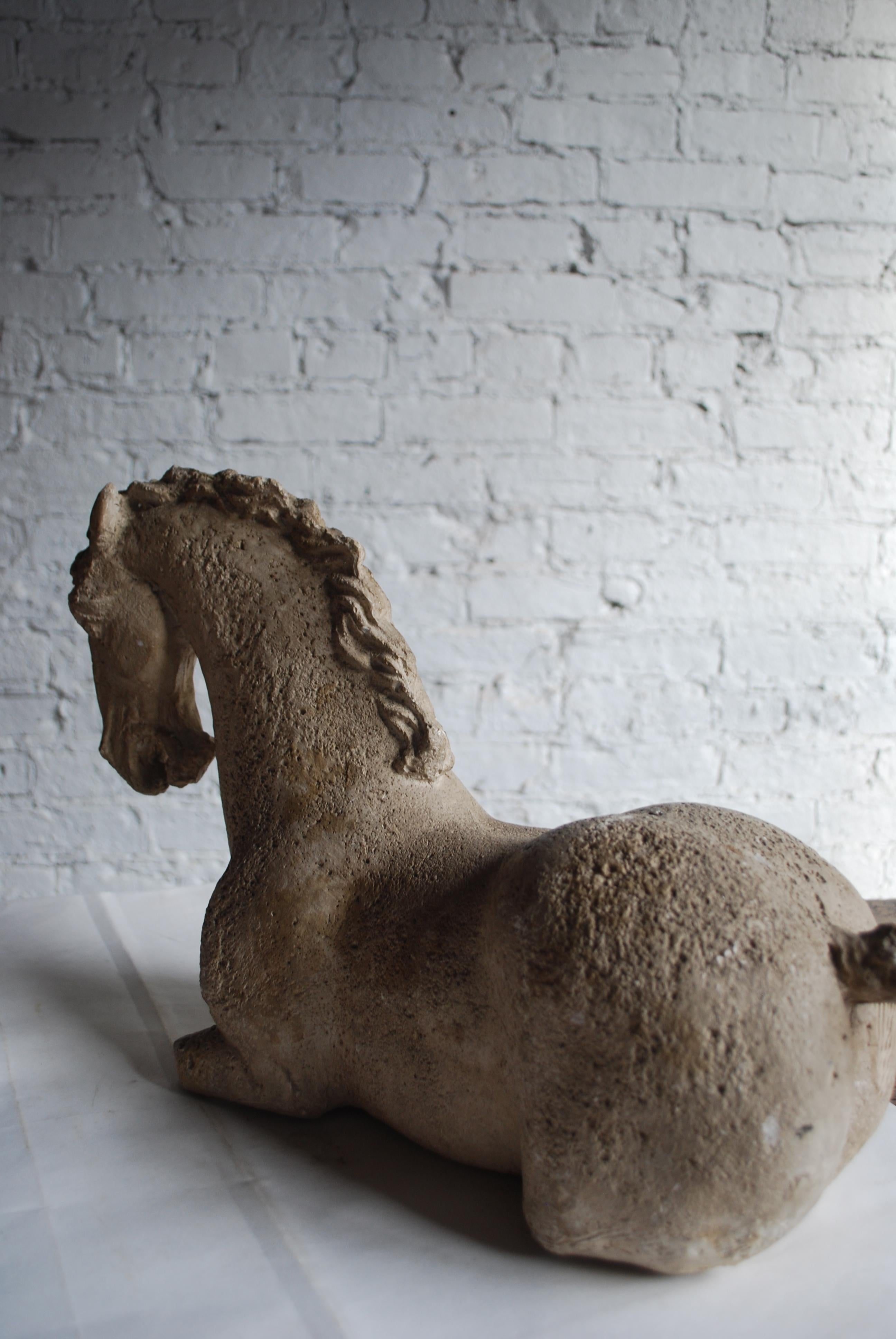 Mid-20th Century Repro of 17th Century Resting Horse in Plaster over Iron 7