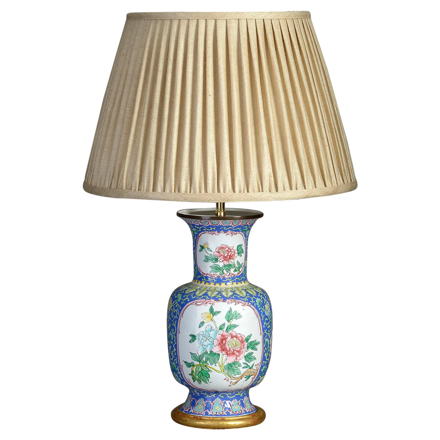 Mid-20th Century Republic Period Canton Enamel Vase Lamp