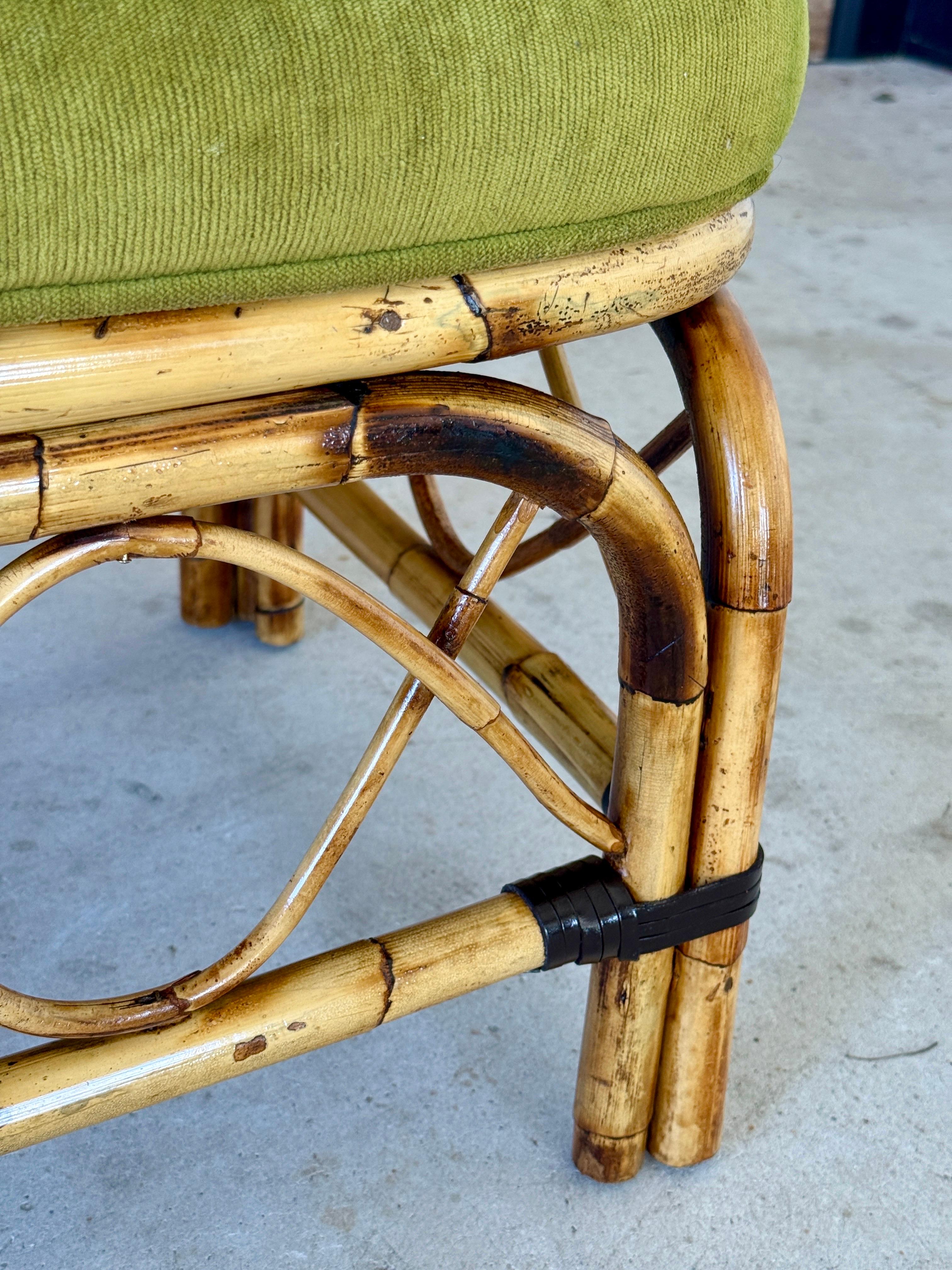 Mid-20th Century Restored Bent Rattan Telephone Settee With Smoked Glass Table For Sale 7