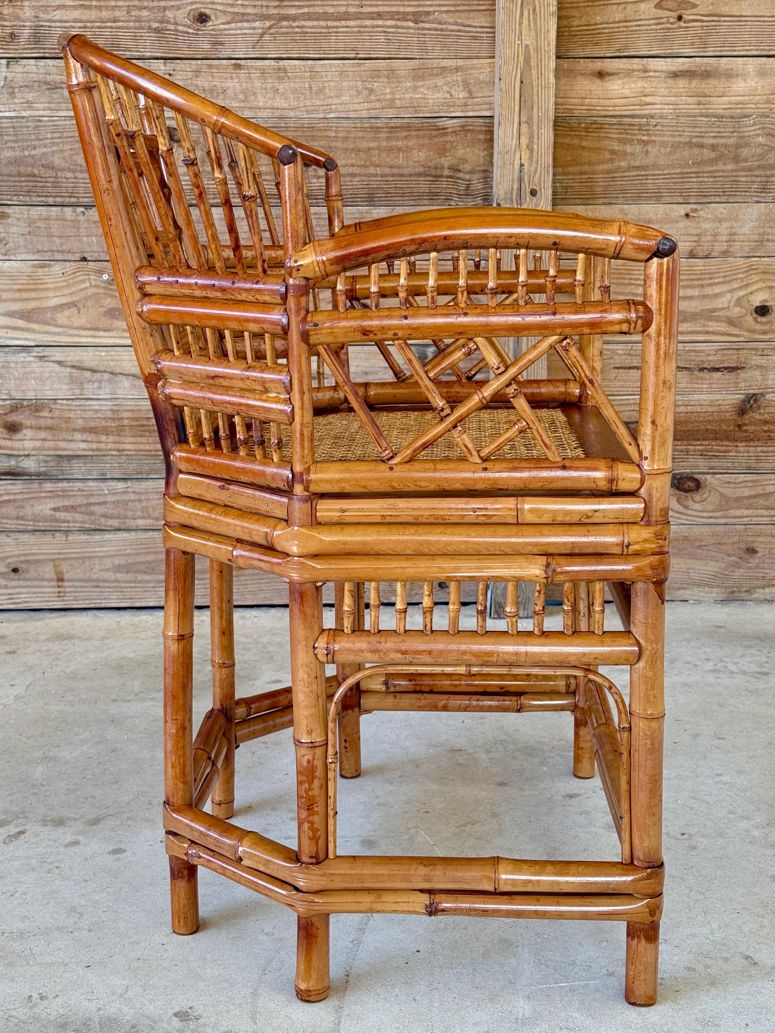 Silla auxiliar de bambú y caña Brighton Pavilion de mediados del siglo XX restaurada en venta 1