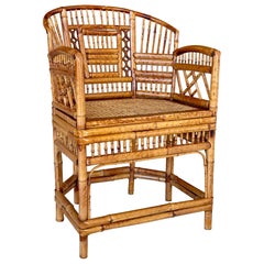 Chaise d'appoint en bambou et rotin de Brighton Pavilion restaurée au milieu du 20e siècle