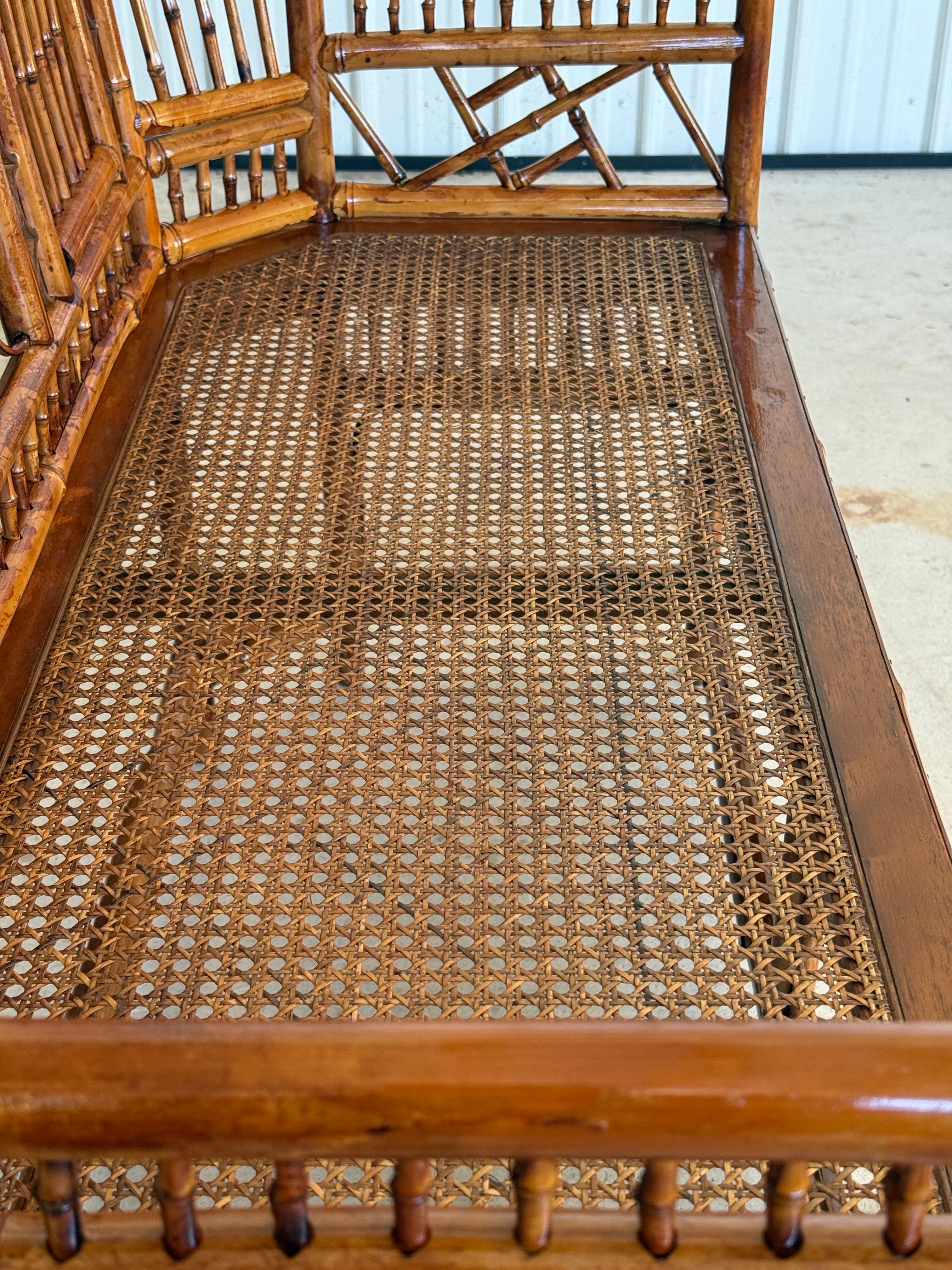 Unknown Mid-20th Century Restored Coastal Brighton Pavilion Bamboo and Cane Settee For Sale