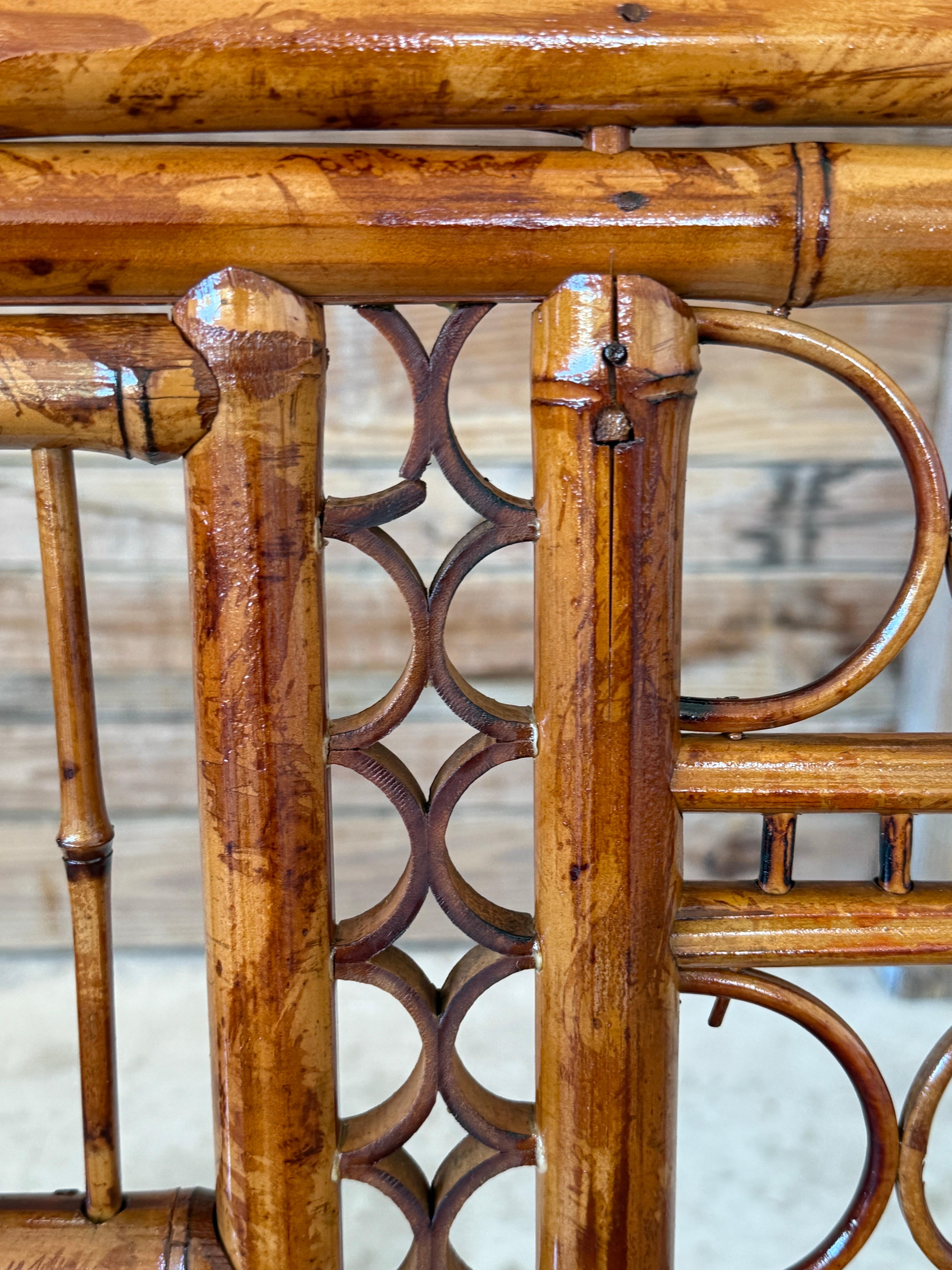 Mid-20th Century Restored Coastal Brighton Pavilion Bamboo and Cane Settee For Sale 2