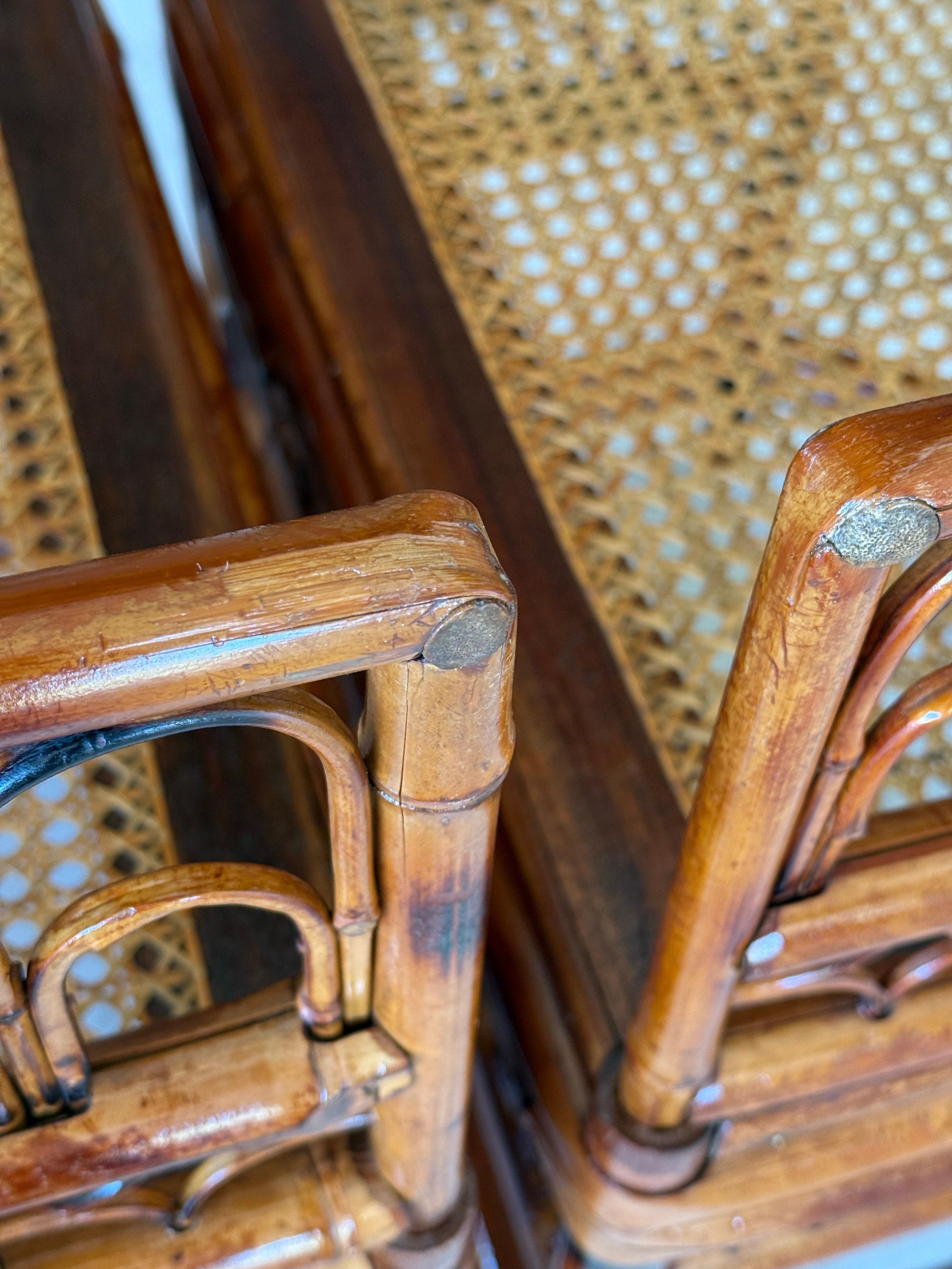 Mid-20th Century Restored Coastal Brighton Pavilion Bamboo Cane Side Chairs-Pair 5