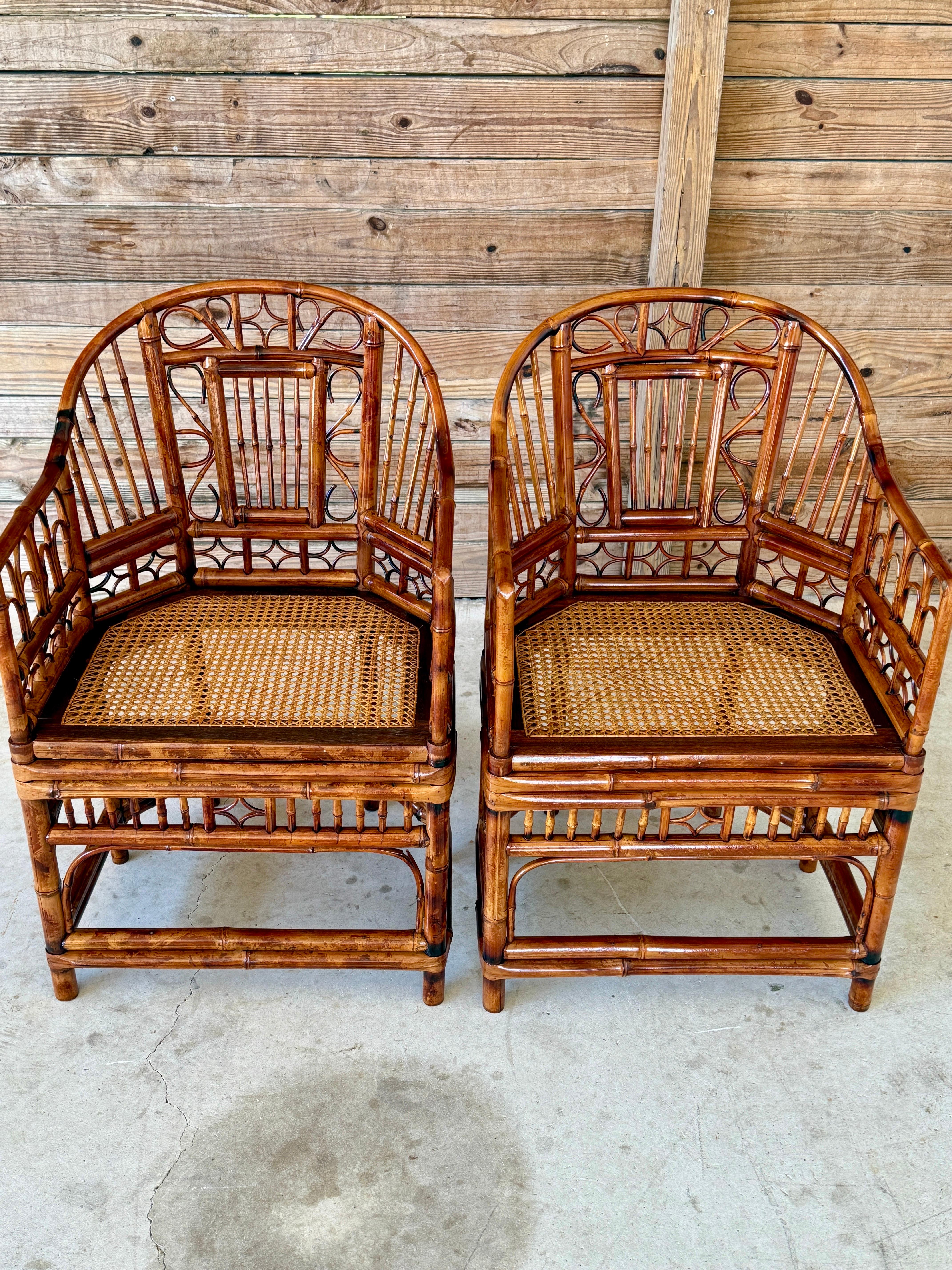 Mid-20th Century Restored Coastal Brighton Pavilion Bamboo Cane Side Chairs-Pair 6