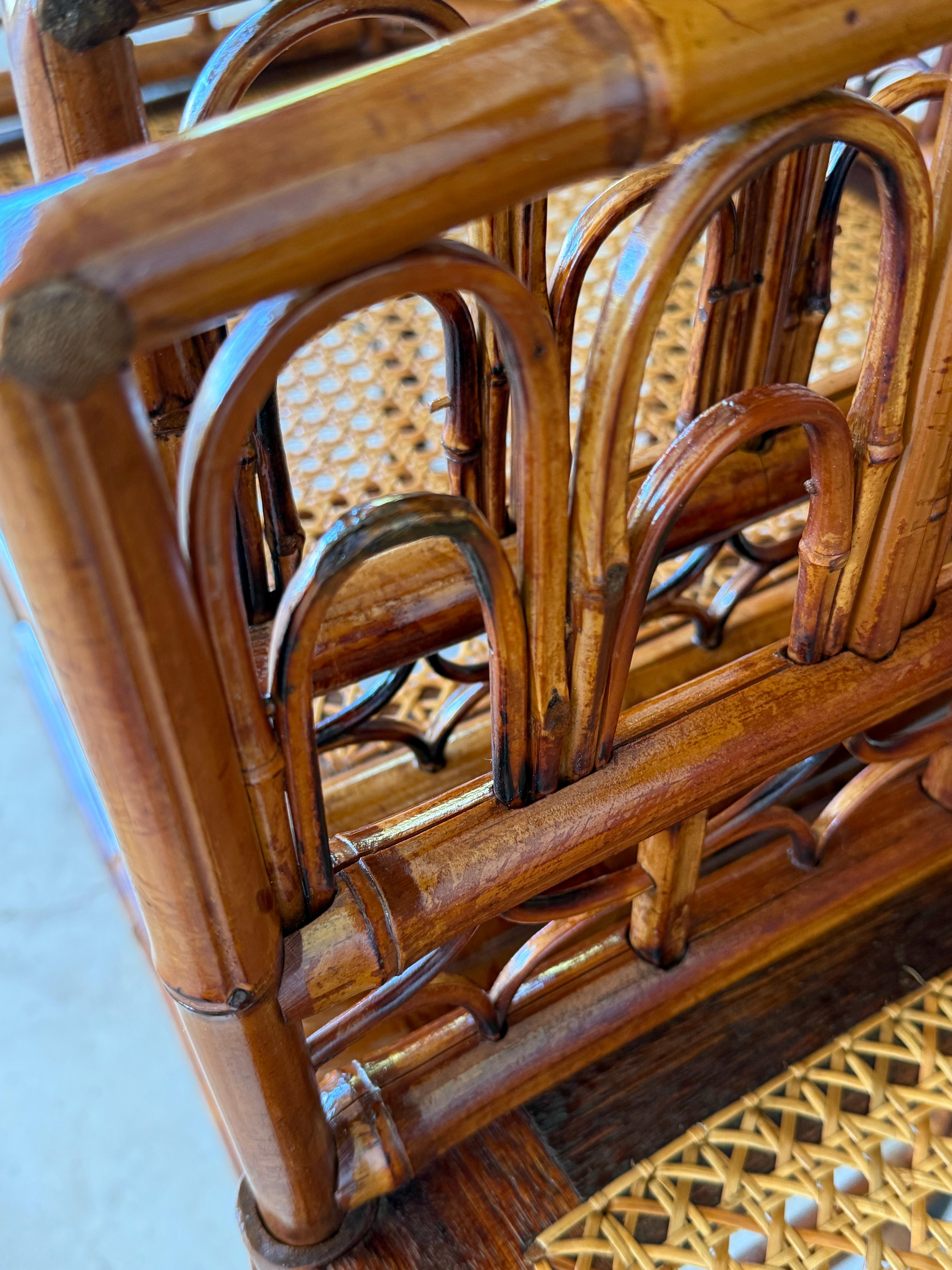 Mid-20th Century Restored Coastal Brighton Pavilion Bamboo Cane Side Chairs-Pair 7