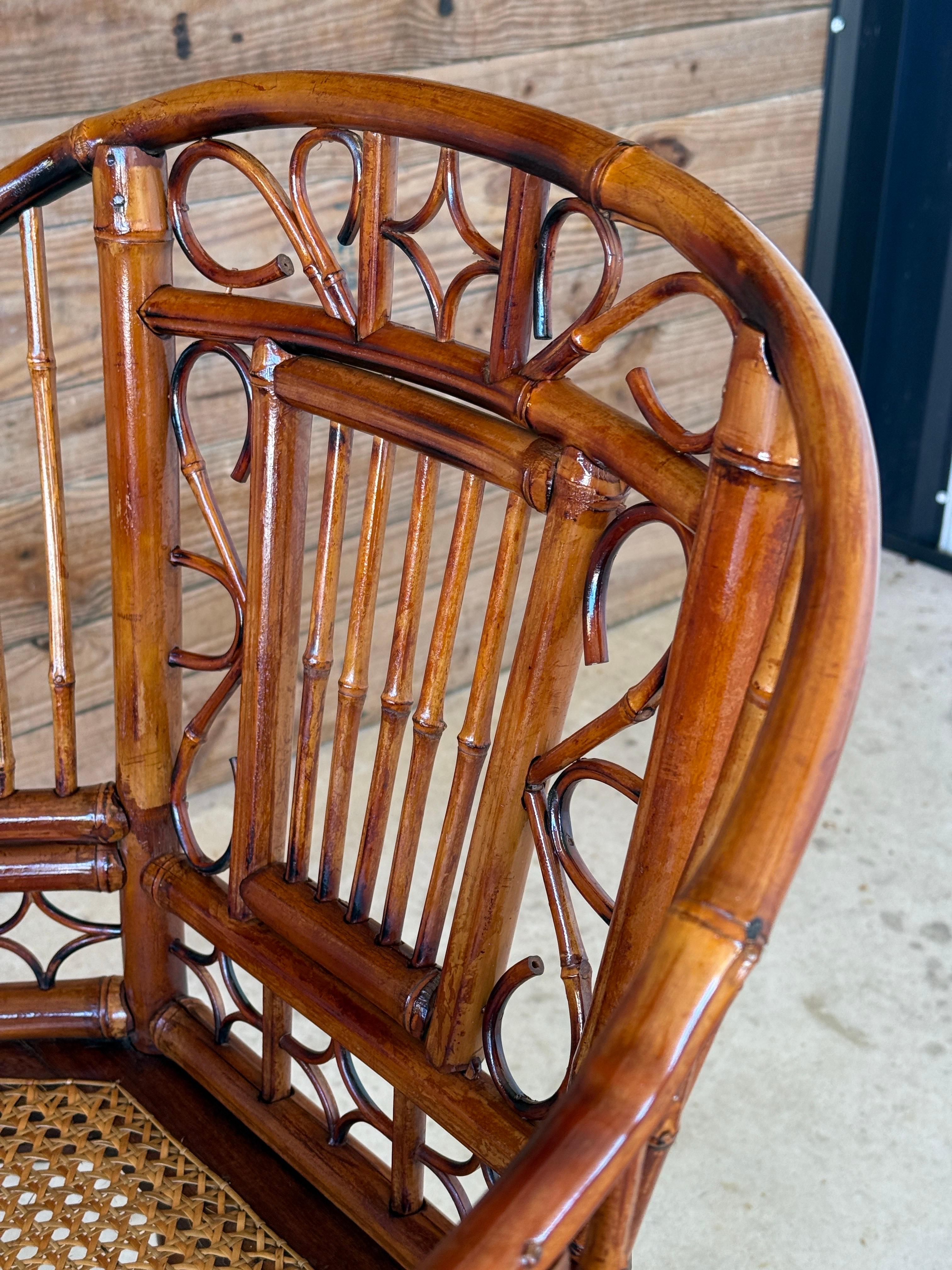 Mid-20th Century Restored Coastal Brighton Pavilion Bamboo Cane Side Chairs-Pair In Good Condition In North Fort Myers, FL