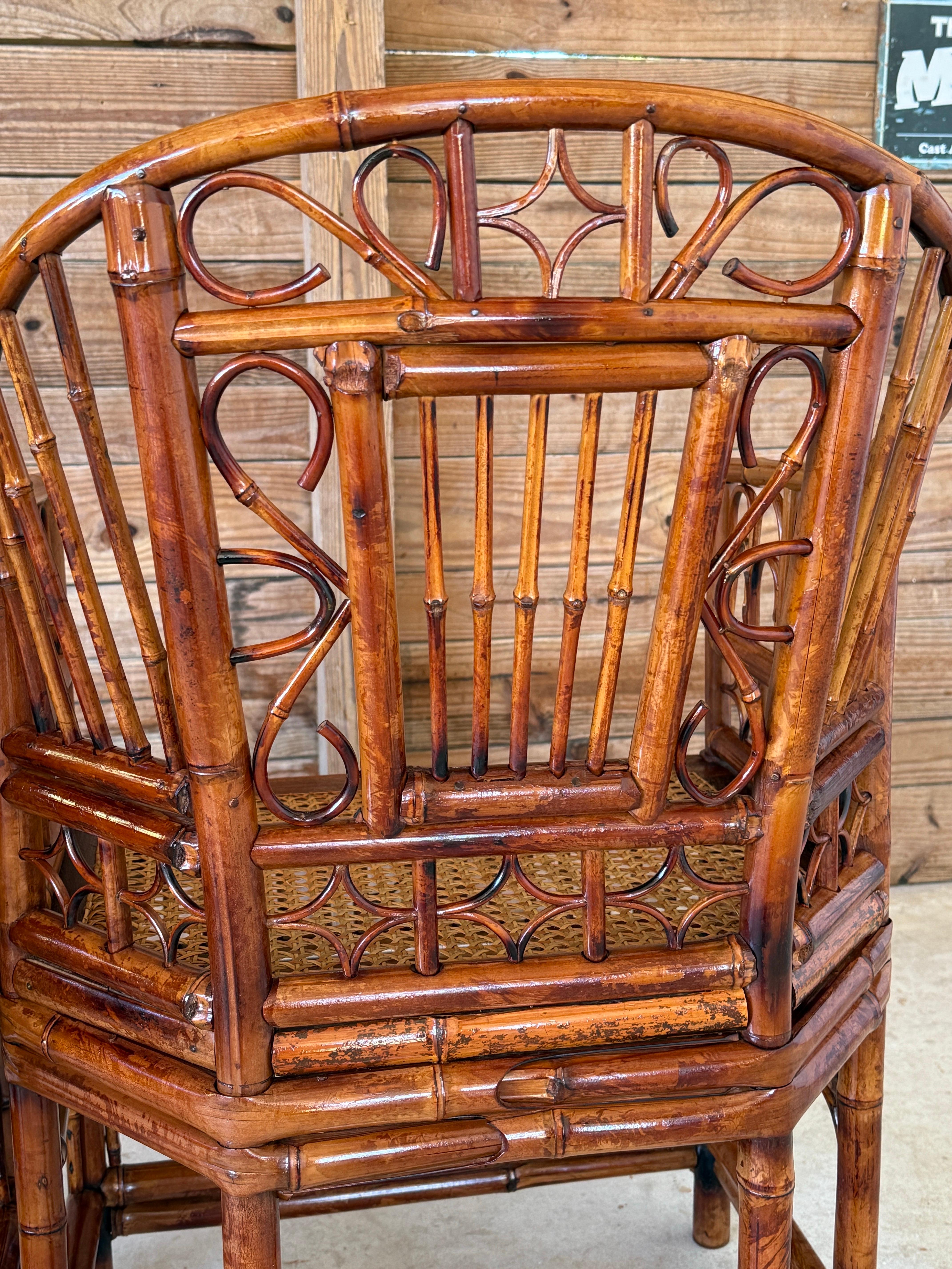 Mid-20th Century Restored Coastal Brighton Pavilion Bamboo Cane Side Chairs-Pair 2