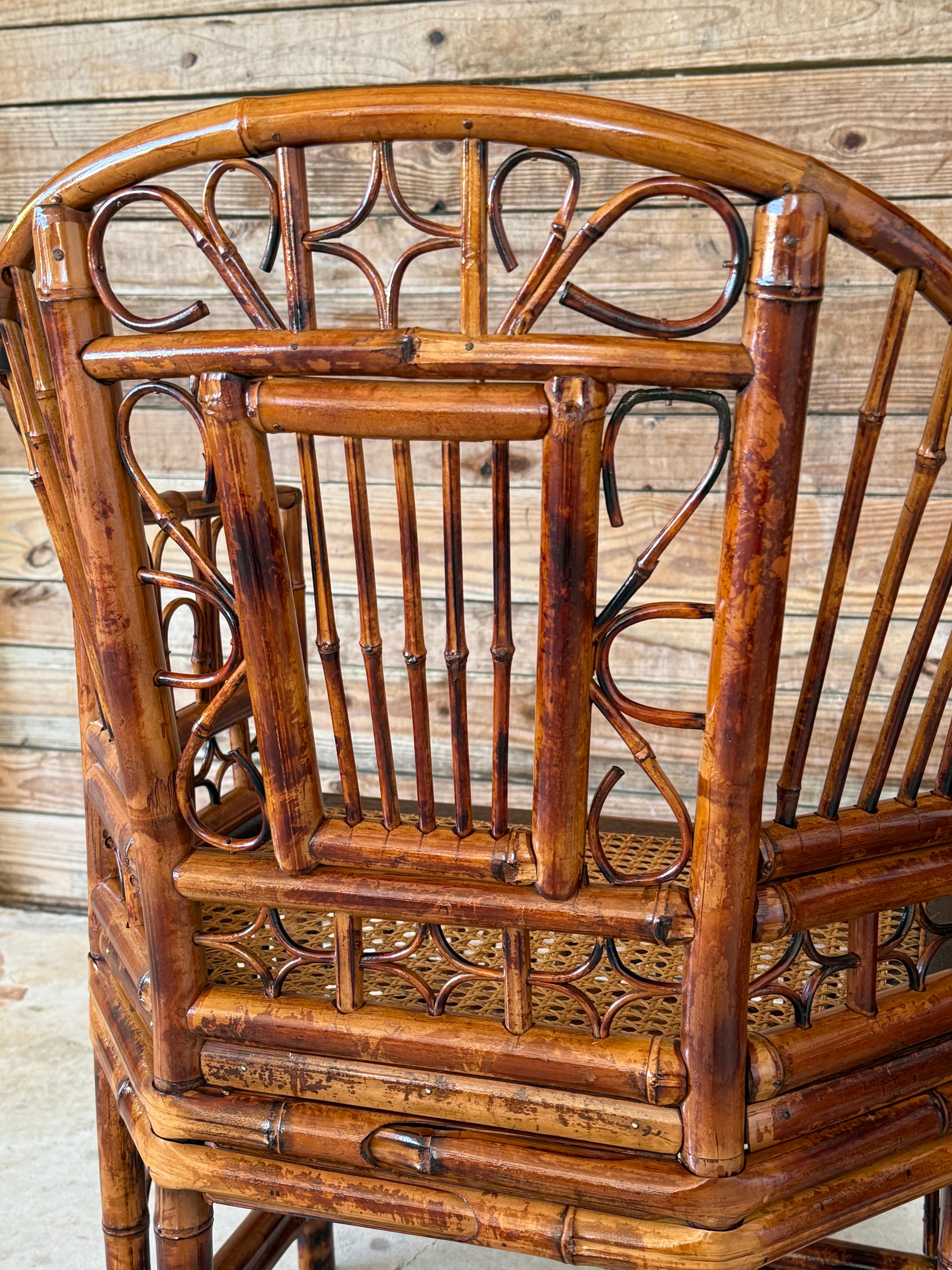 Mid-20th Century Restored Coastal Brighton Pavilion Bamboo Cane Side Chairs-Pair 3