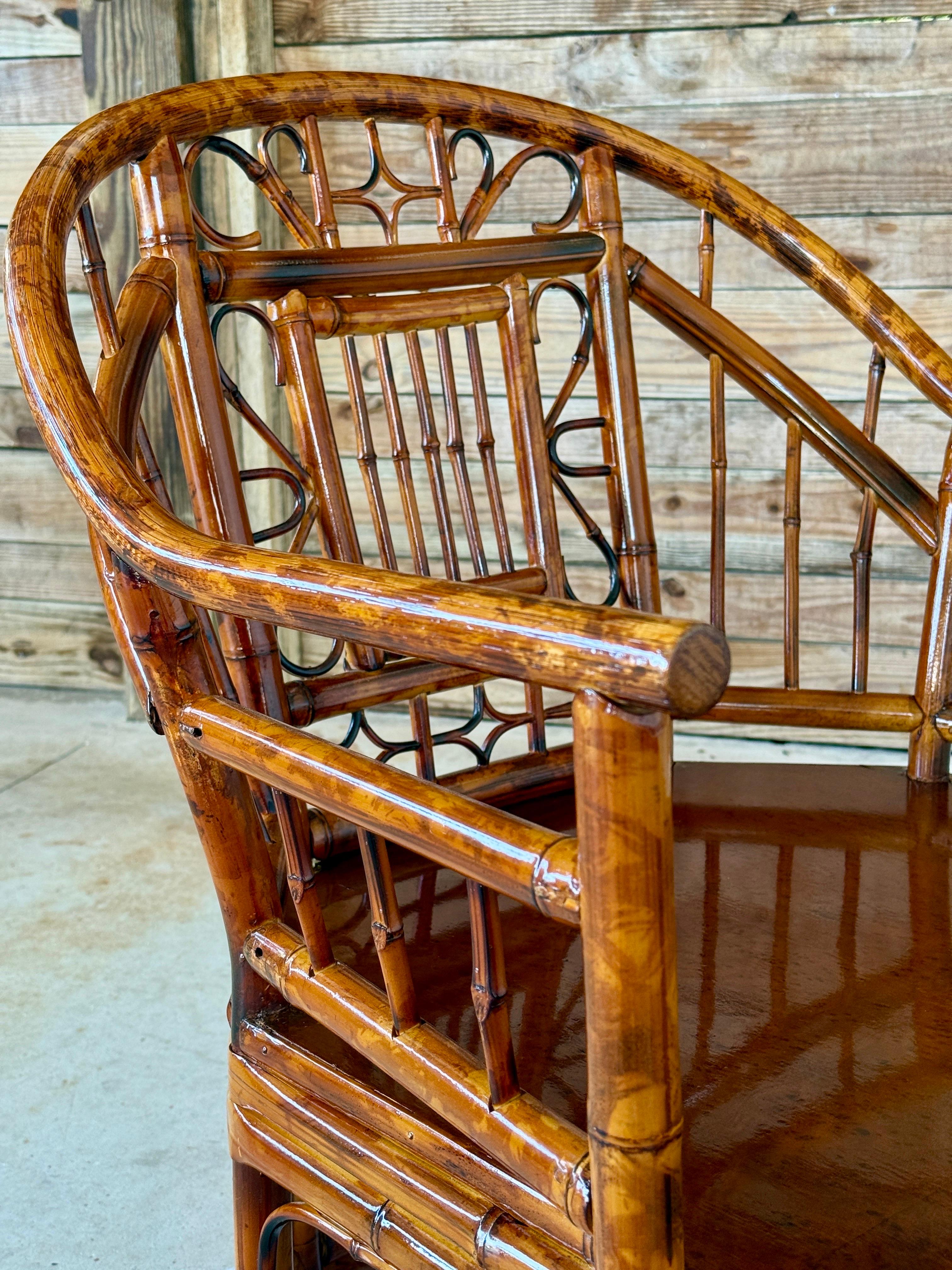 Taïwanais Chaise en bambou écossais restaurée du milieu du 20e siècle, dans le style de Brighto en vente