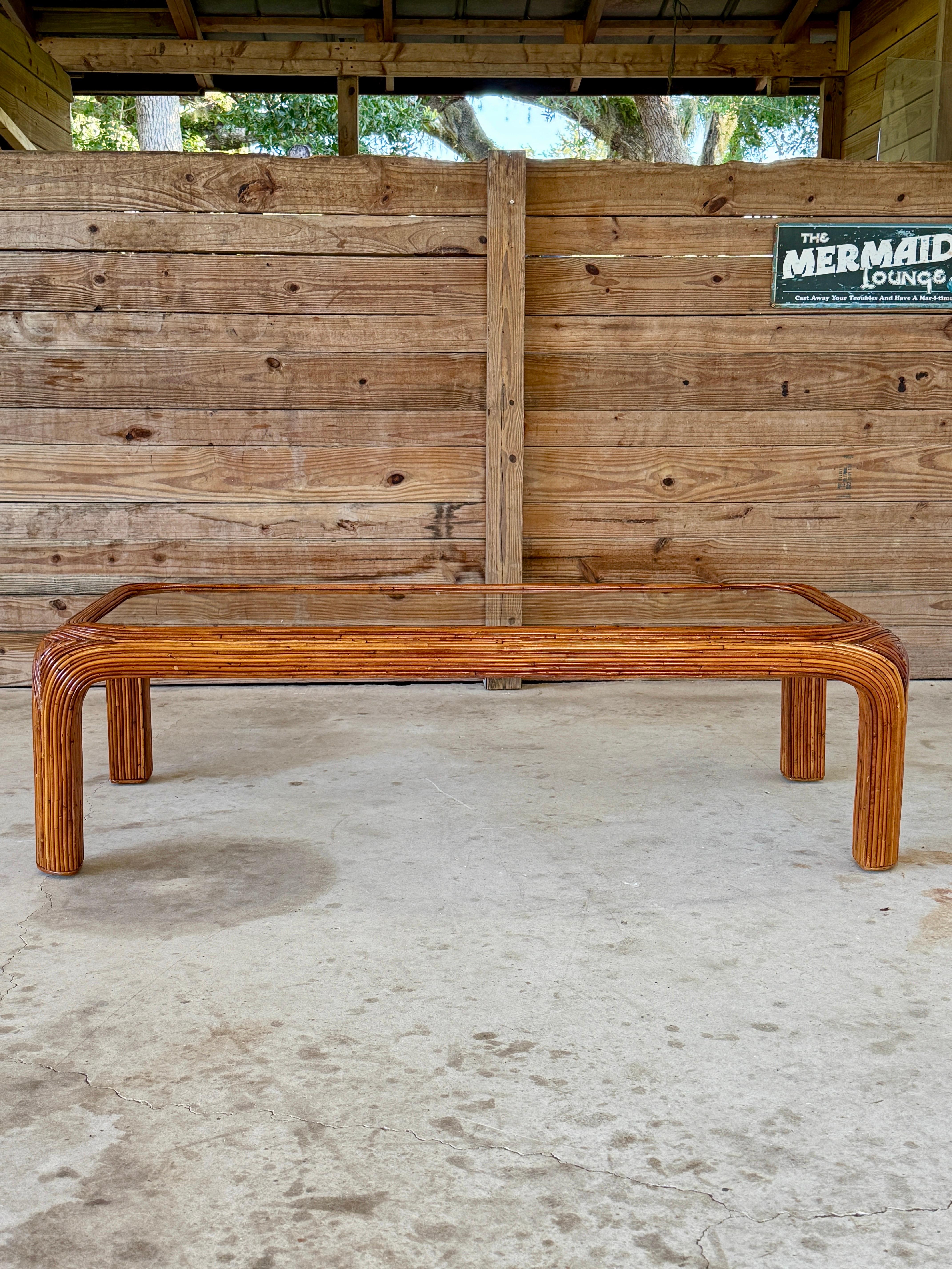 Mitte des 20. Jahrhunderts restaurierter organisch-moderner Bleistift-Schilf-Couchtisch im Angebot 10