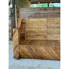 Mid-20th Century Restored Organic Modern Split Rattan Sculptural Sofa
