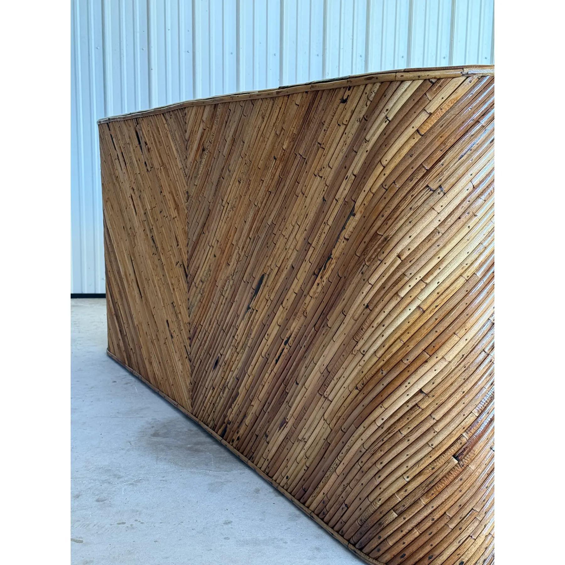 Mid-20th Century Restored Organic Modern Split Rattan Sculptural Sofa In Good Condition For Sale In North Fort Myers, FL