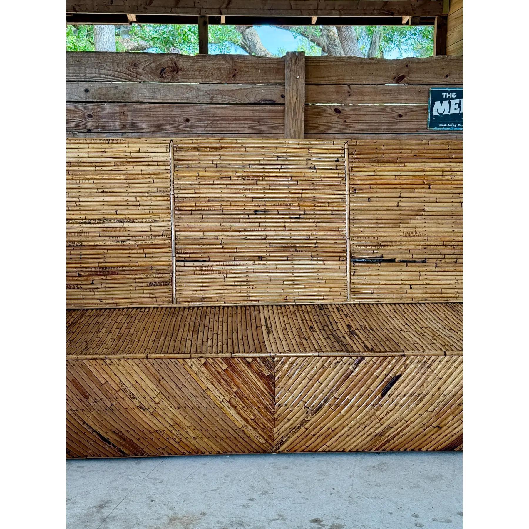 Mid-20th Century Restored Organic Modern Split Rattan Sculptural Sofa For Sale 1