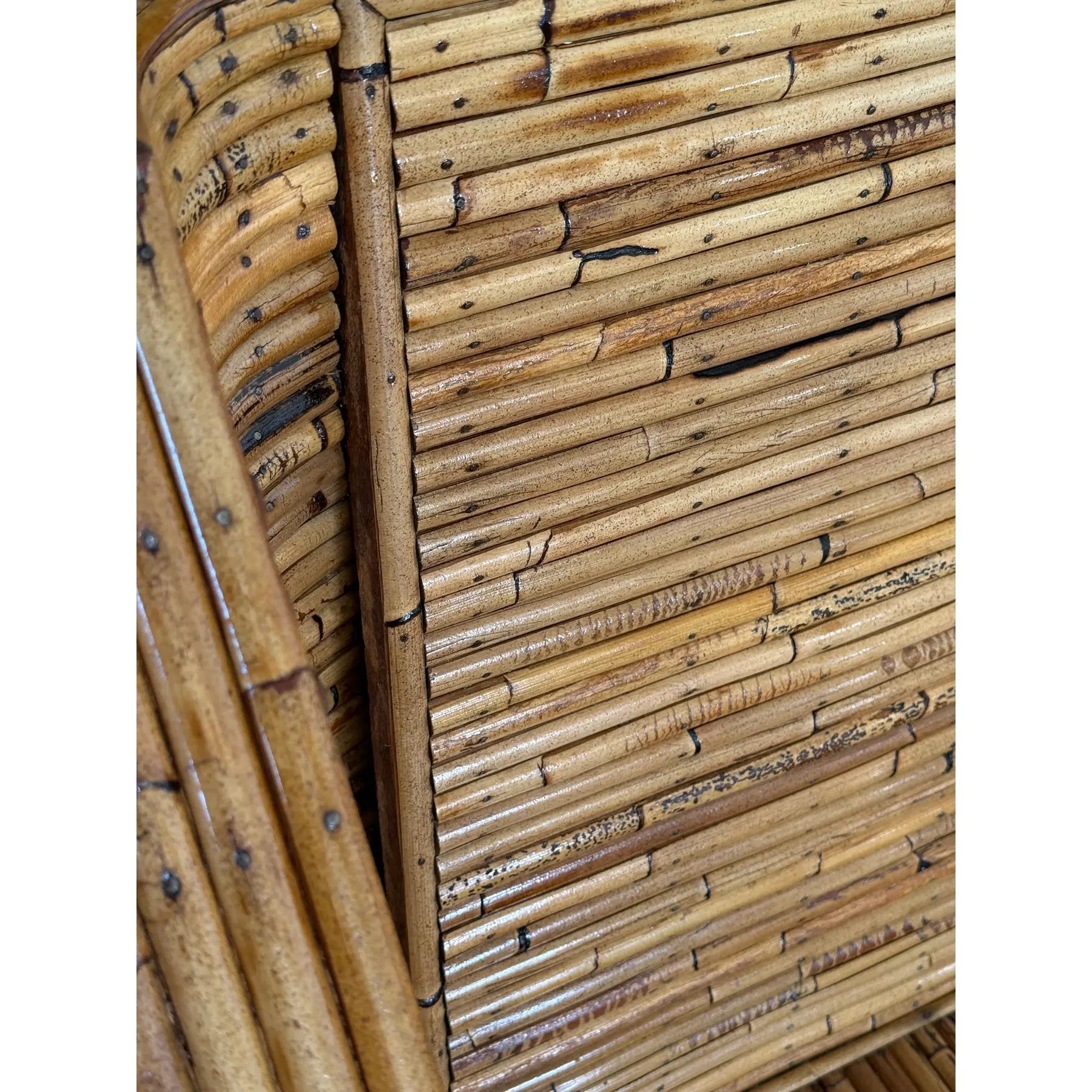 Mid-20th Century Restored Organic Modern Split Rattan Sculptural Sofa For Sale 5