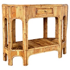 Mid-20th Century Restored Refinished Split Rattan Floating Console