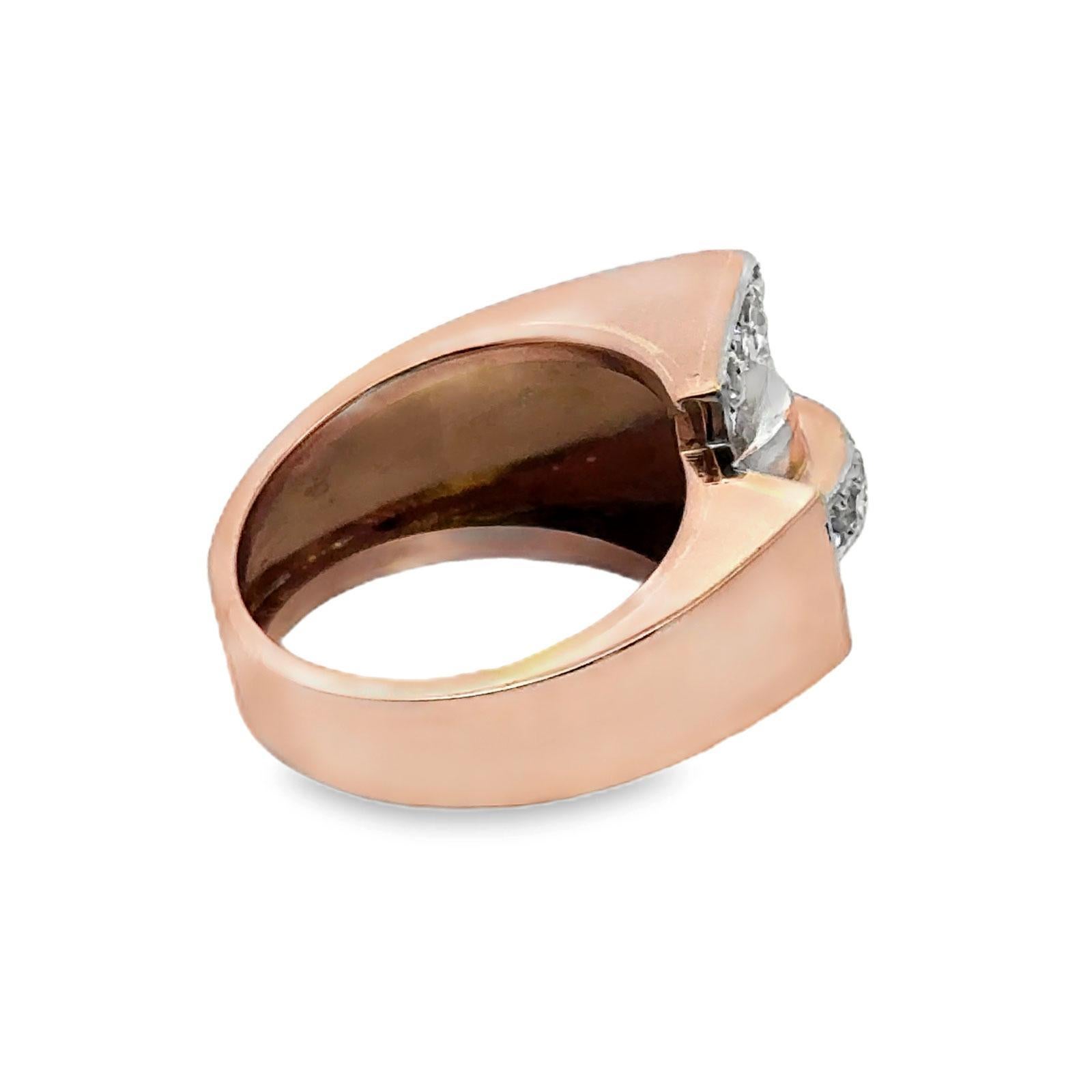 Women's Mid-20th Century Retro Diamond 18 Karat Rose Gold Vintage Ring For Sale