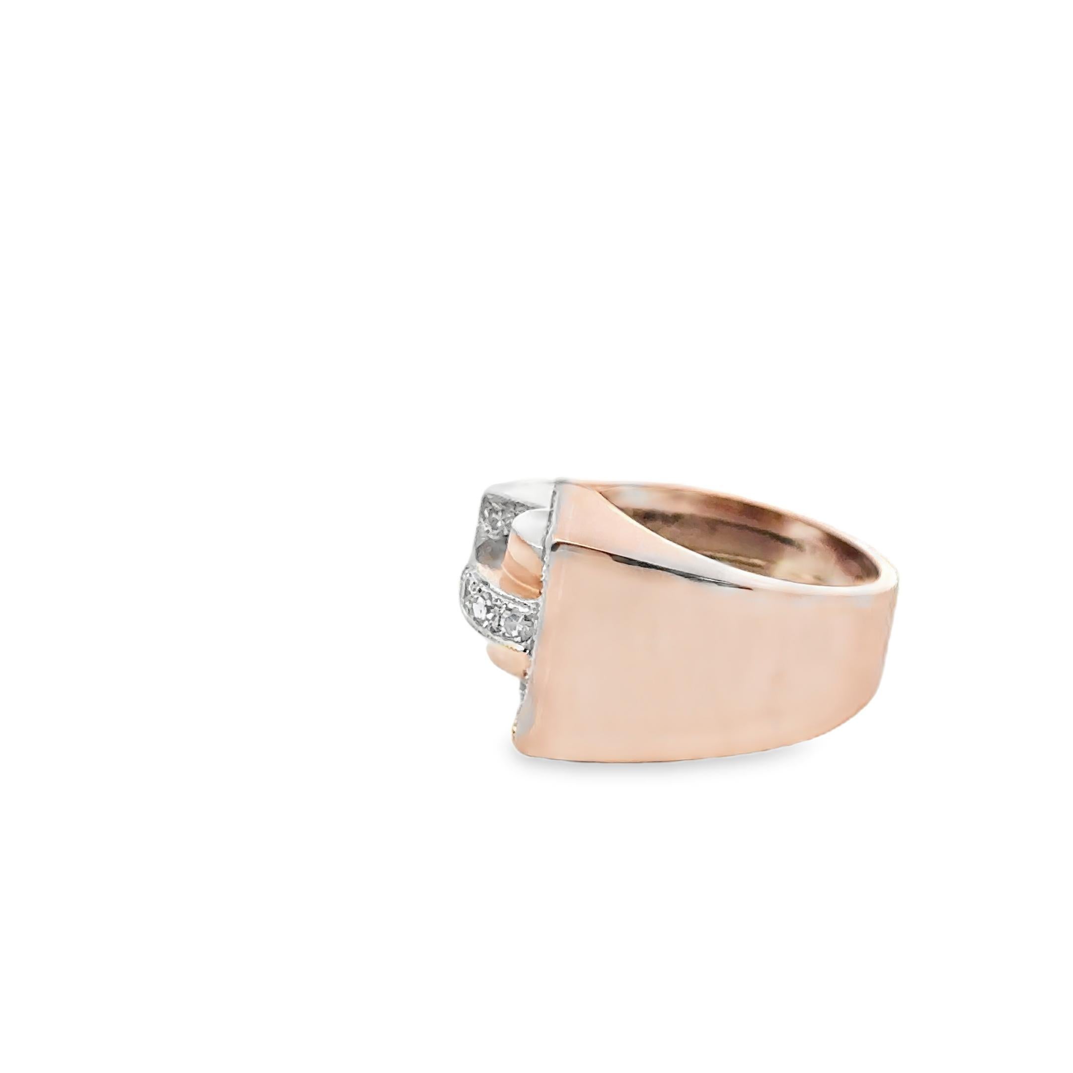 Mid-20th Century Retro Diamond 18 Karat Rose Gold Vintage Ring For Sale 1