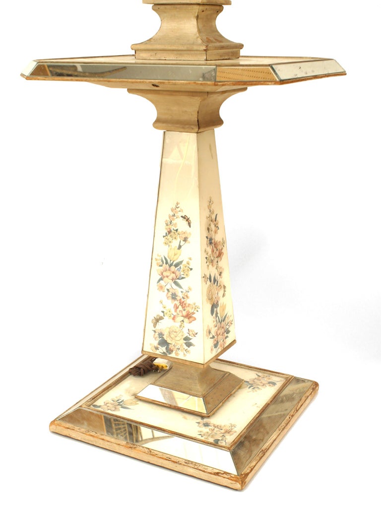 Mid20th Century Reverse Painted Glass Obelisk Floor Lamp For Sale at