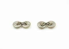 Mid 20th Century Reverse Painted Intaglio Crystal Golf Golfer Cufflinks