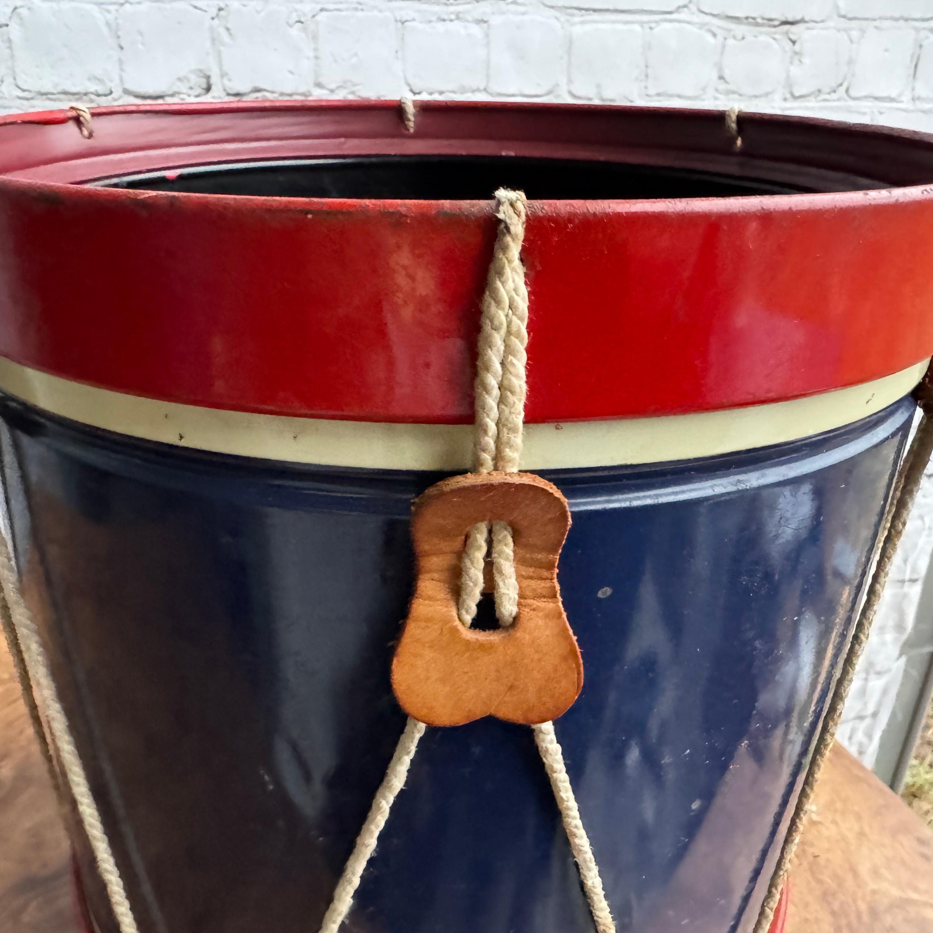 Mid 20th Century Revolutionary War Style Marching Drum Wastebasket For Sale 5