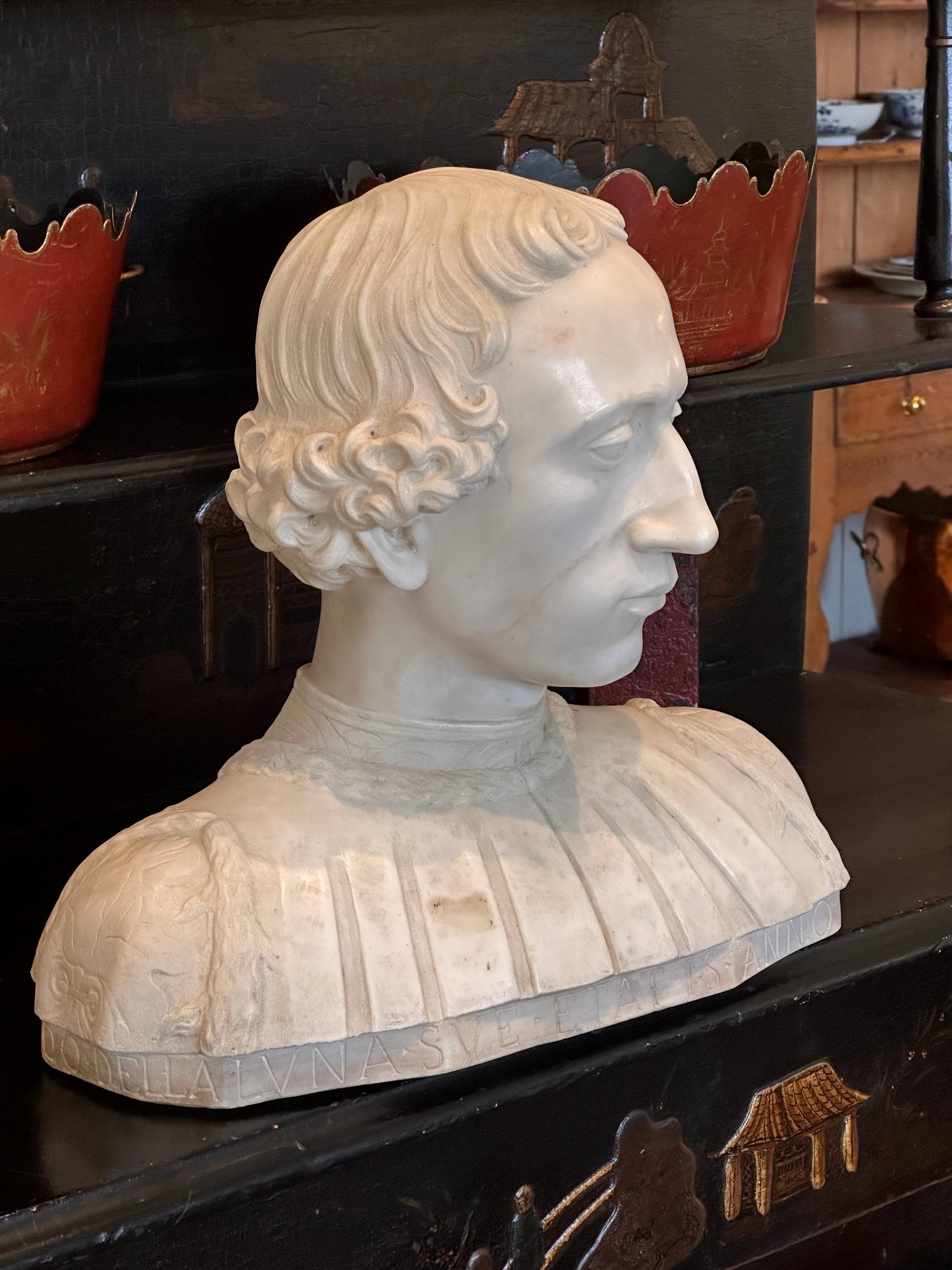 A wonderful carved marble bust. Purchased in Italy