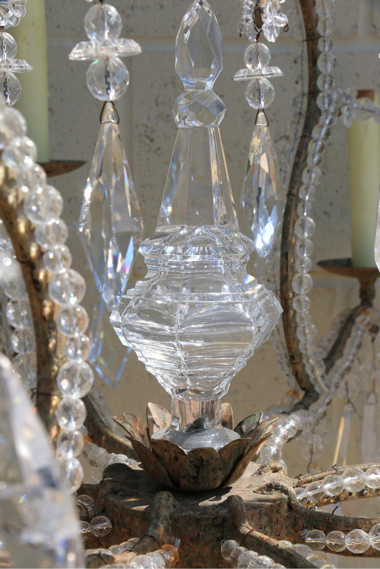 Mid 20th Century Rock Crystal Eight Light Chandelier For Sale 3