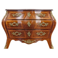 Mid 20th century rococo revival bombe kingwood mahogany chest of drawers