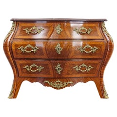 Mid 20th Century rococo revival bombe kingwood mahogany chest of drawers