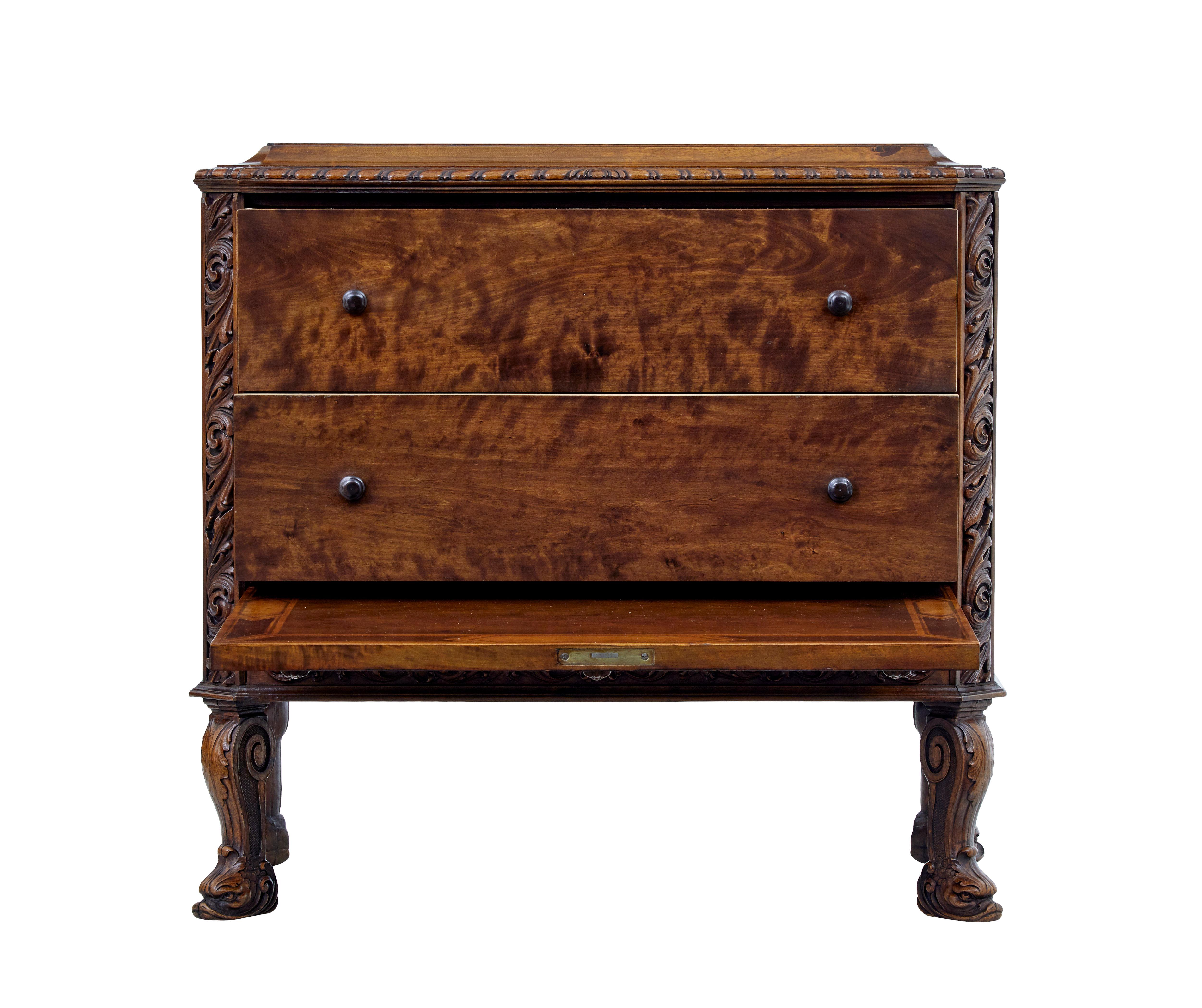 Mid-20th Century Rococo Revival Carved Walnut Chest of Drawers In Good Condition For Sale In Debenham, Suffolk