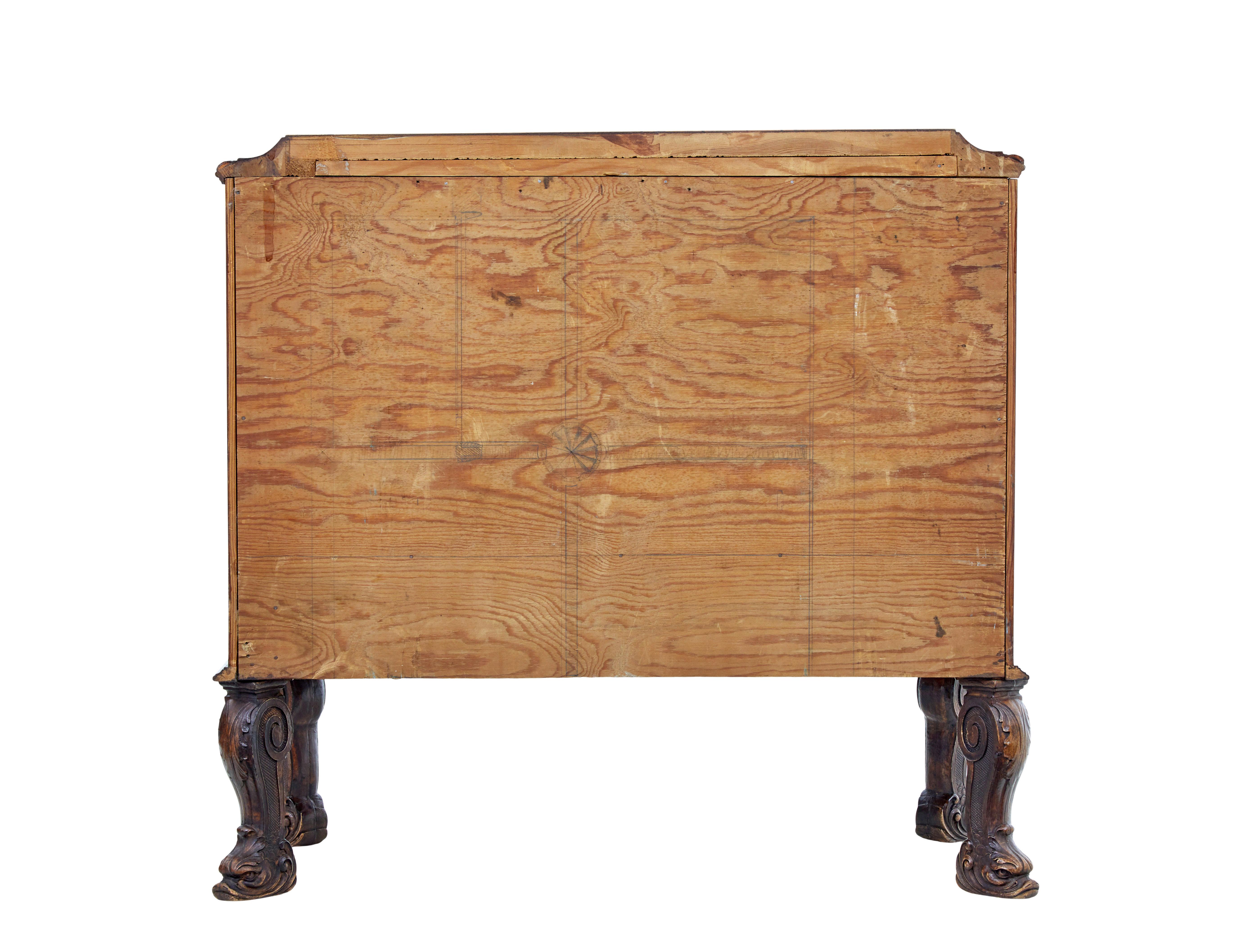 Mid 20th century rococo revival carved walnut chest of drawers In Good Condition For Sale In Debenham, Suffolk