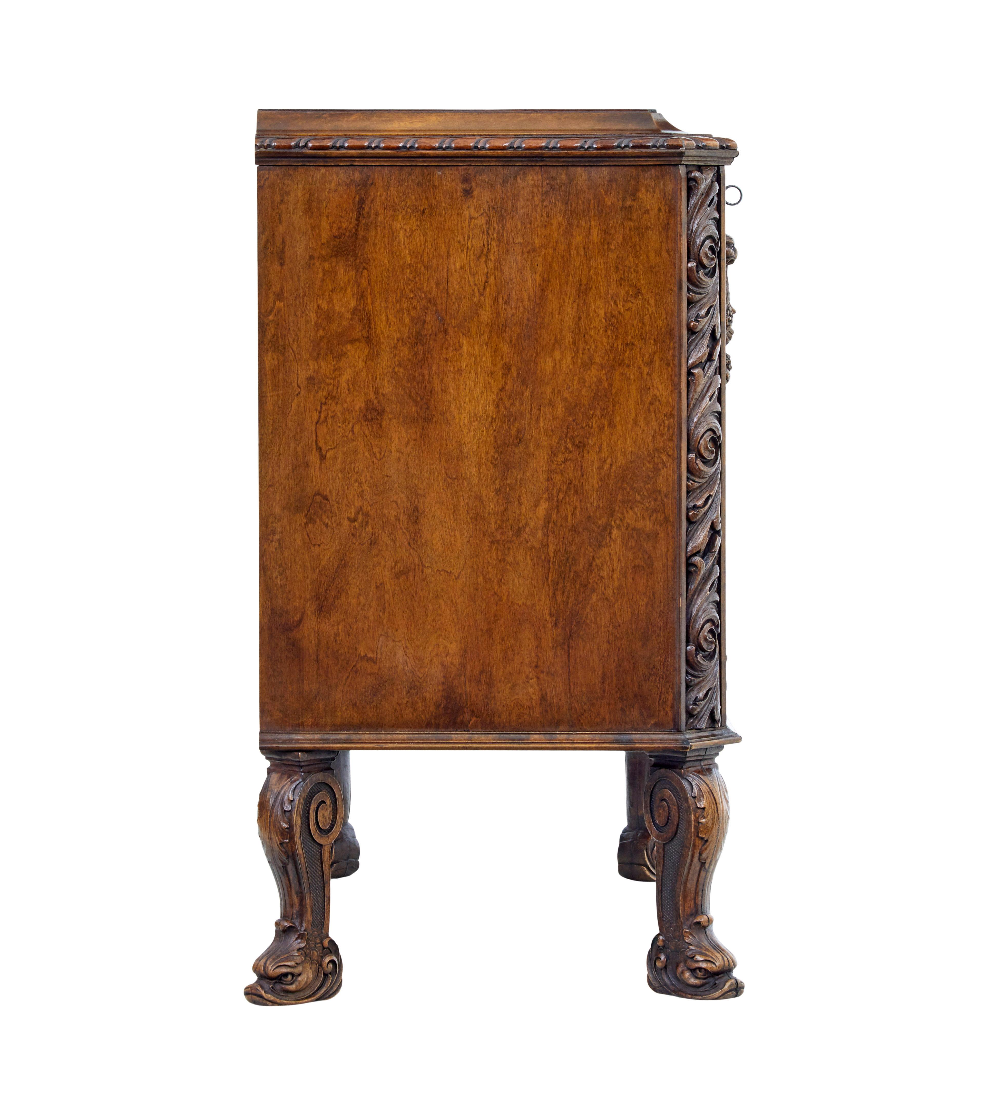 20th Century Mid 20th century rococo revival carved walnut chest of drawers For Sale