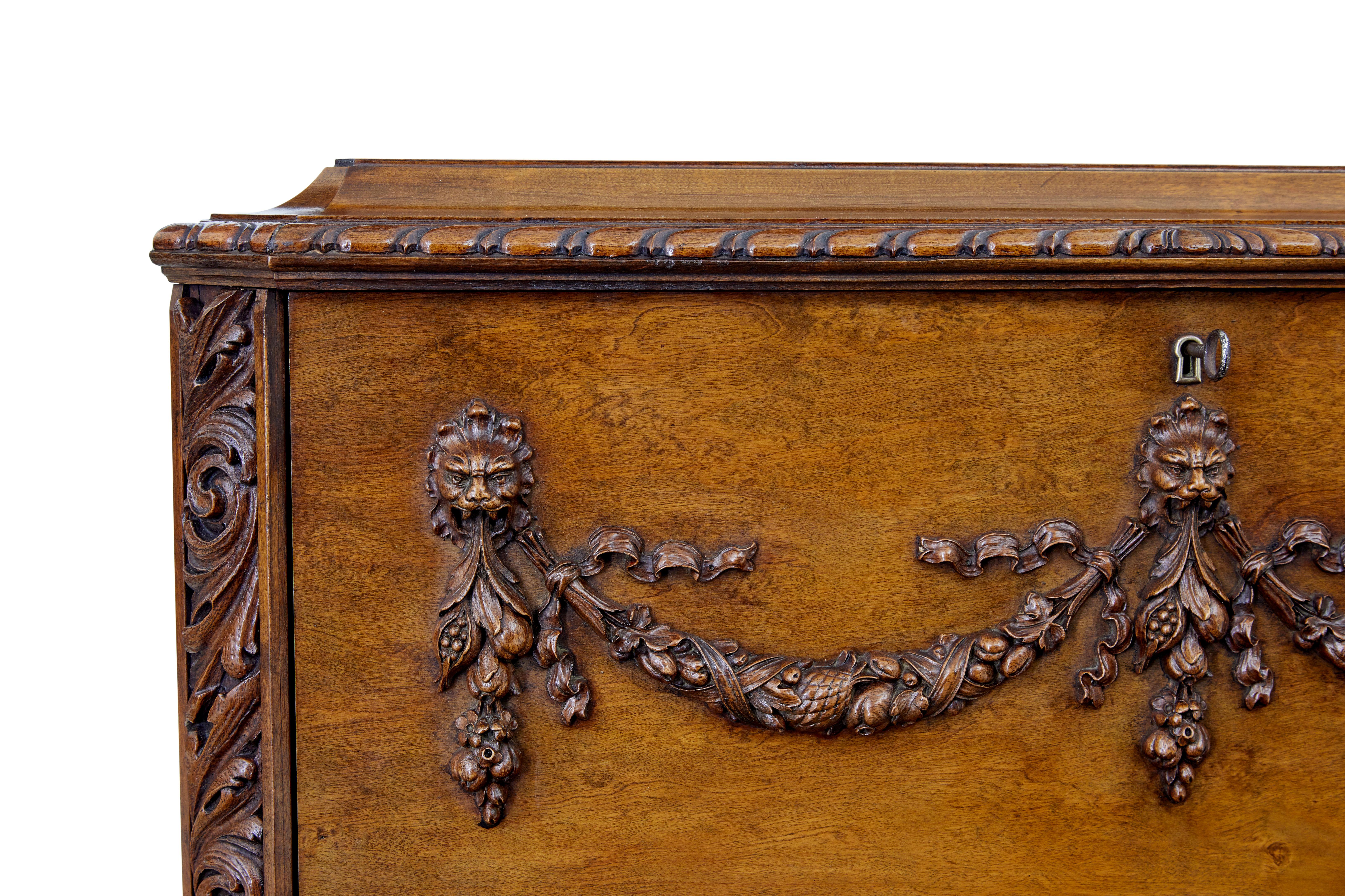 Mid-20th Century Rococo Revival Carved Walnut Chest of Drawers For Sale 3