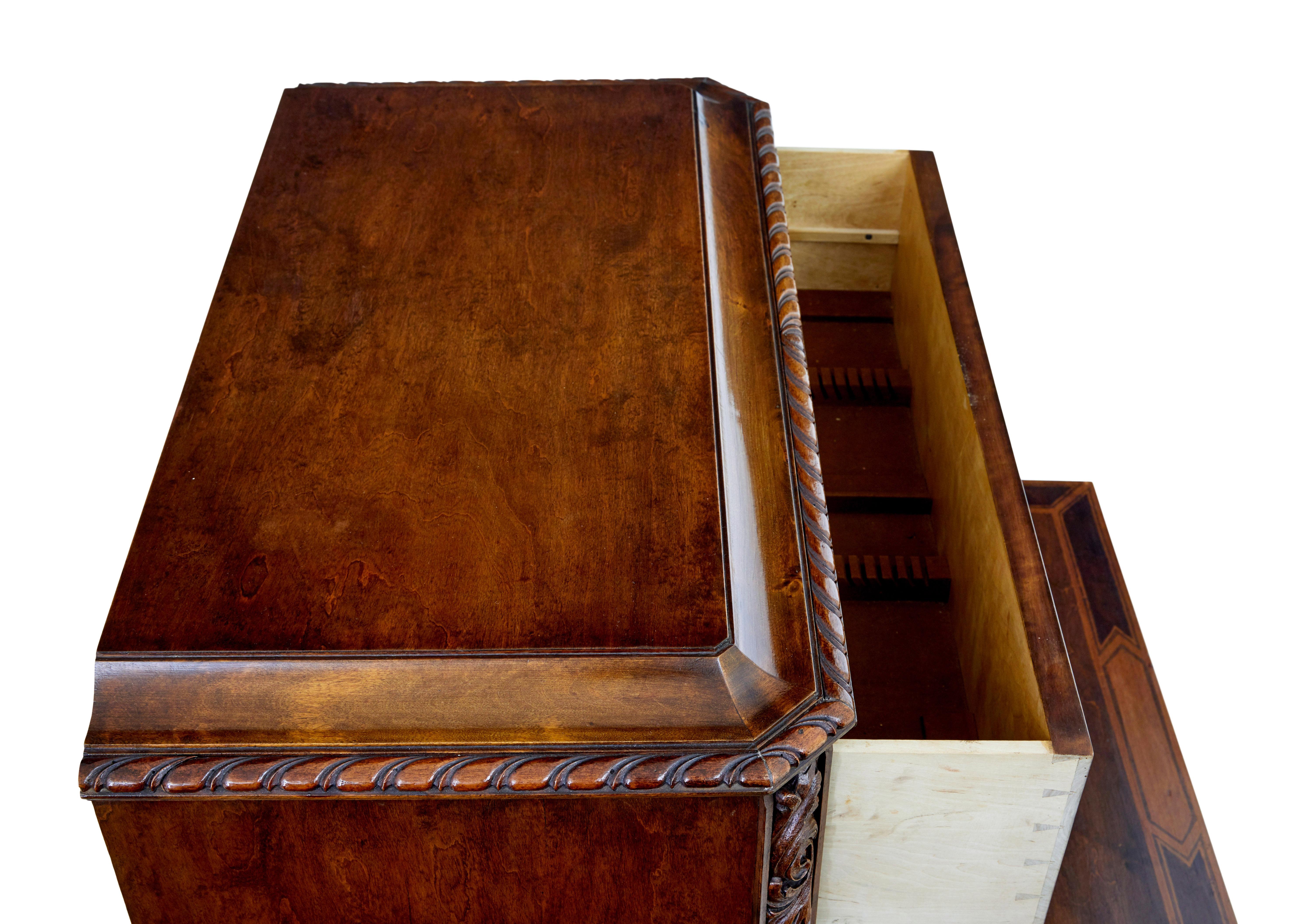 Mid 20th century rococo revival carved walnut chest of drawers For Sale 1