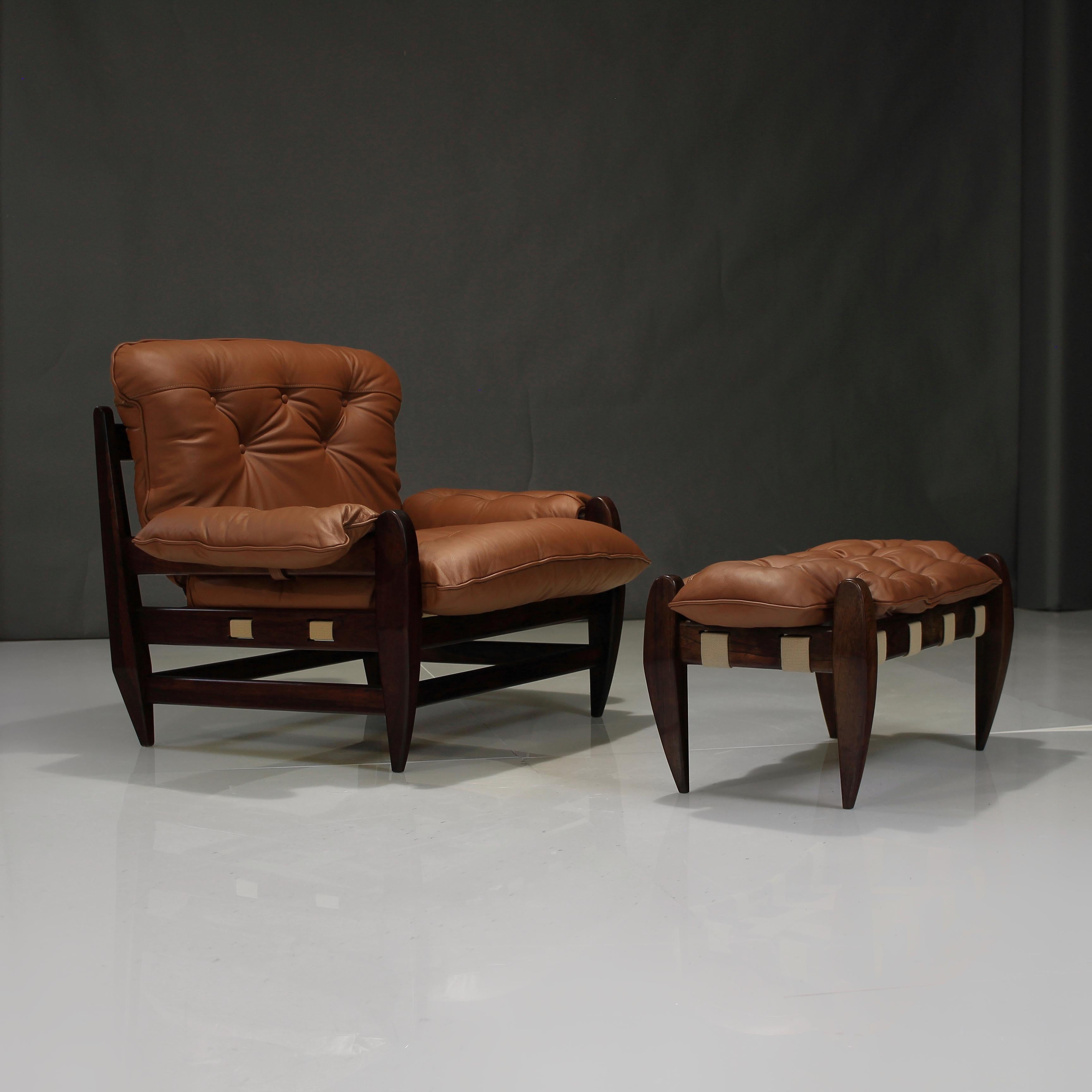 Mid-Century Modern Mid-20th Century 'Rodeio' Chair and Ottoman by Jean Gillon