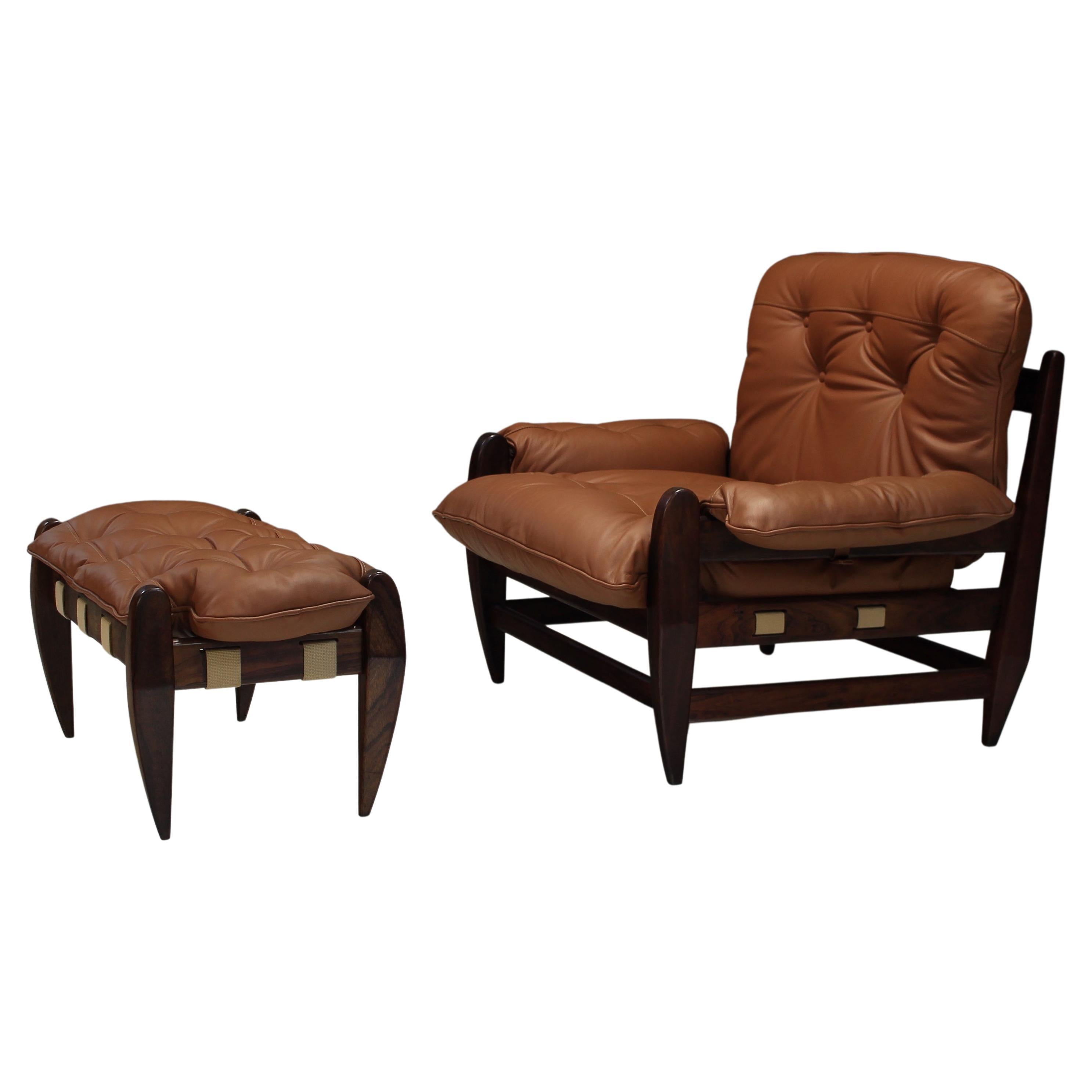 Mid-20th Century 'Rodeio' Chair and Ottoman by Jean Gillon