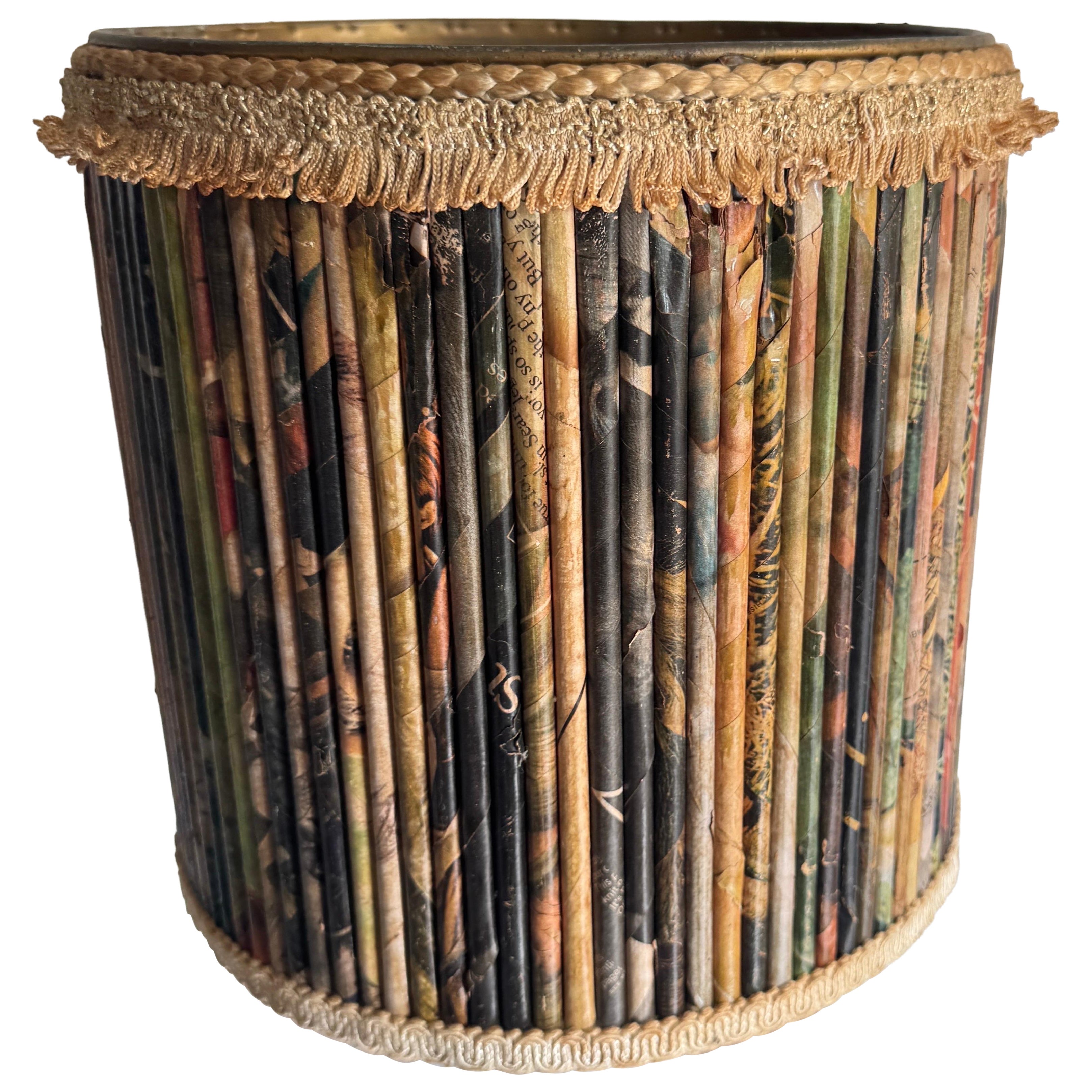 Mid 20th Century Rolled Magazine Wastebasket
